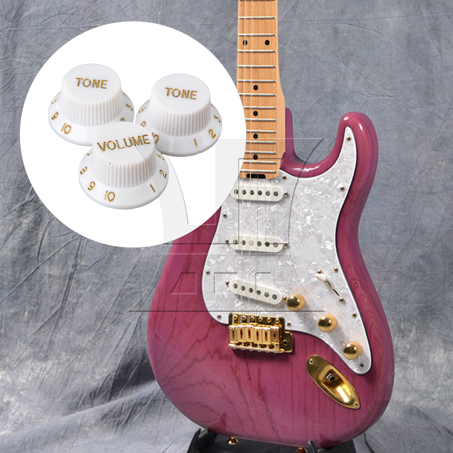 BQLZR White 1-Volume 2-Tone Control Knob For Electric Guitar Pickup