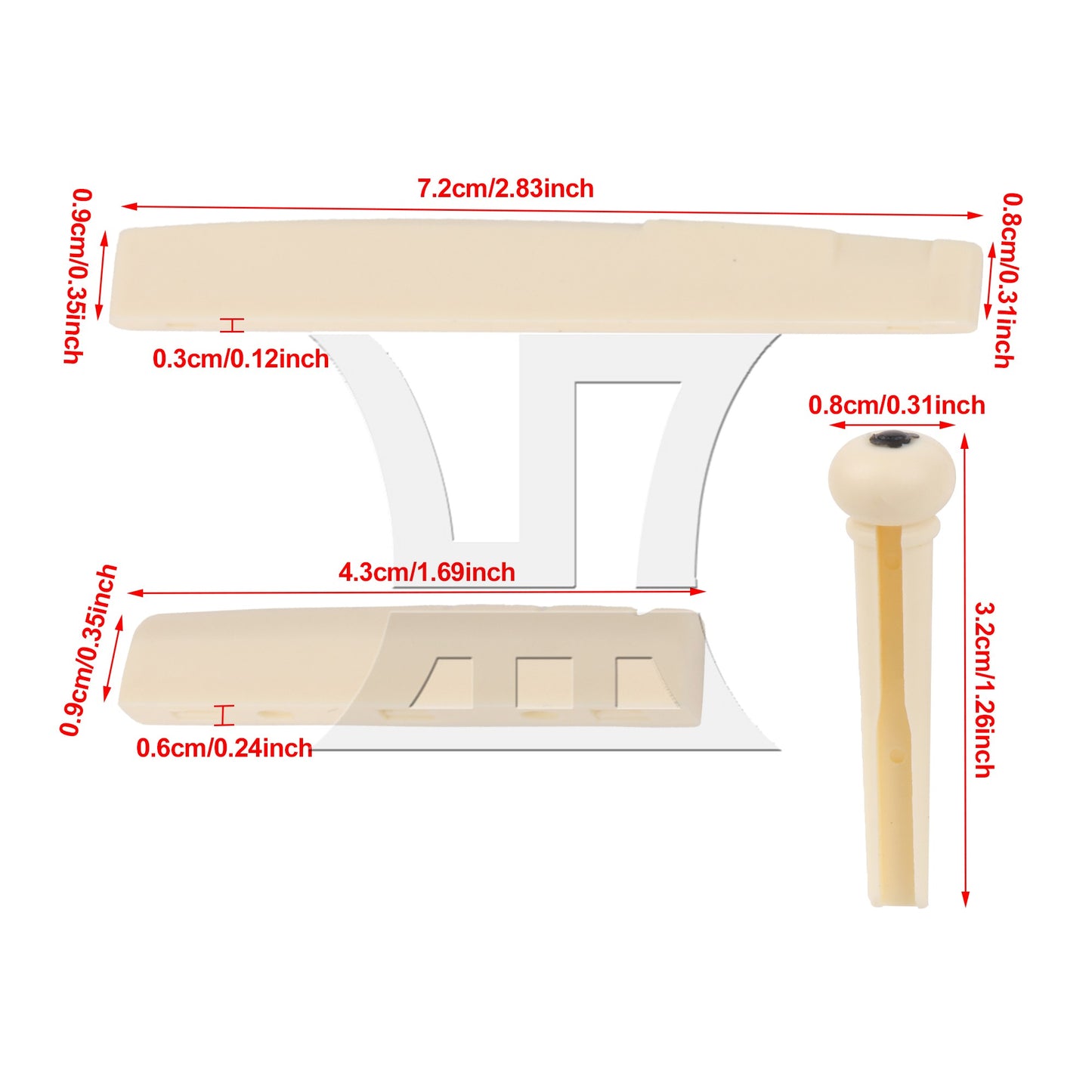 Cream Acoustic Guitar Bridge Pins\ saddle\ Nut Set