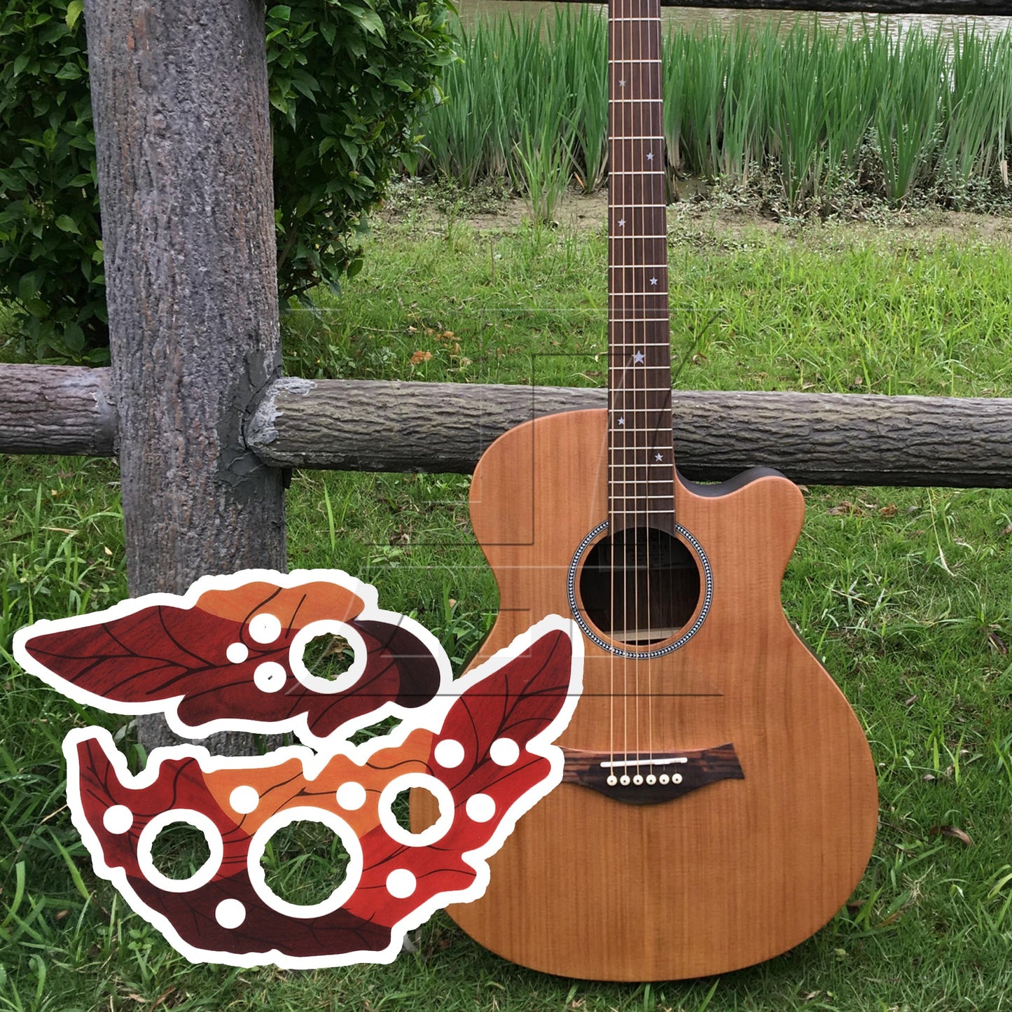 1 Pair Leaf Design Acoustic Guitar Pickguard /Grape Shape