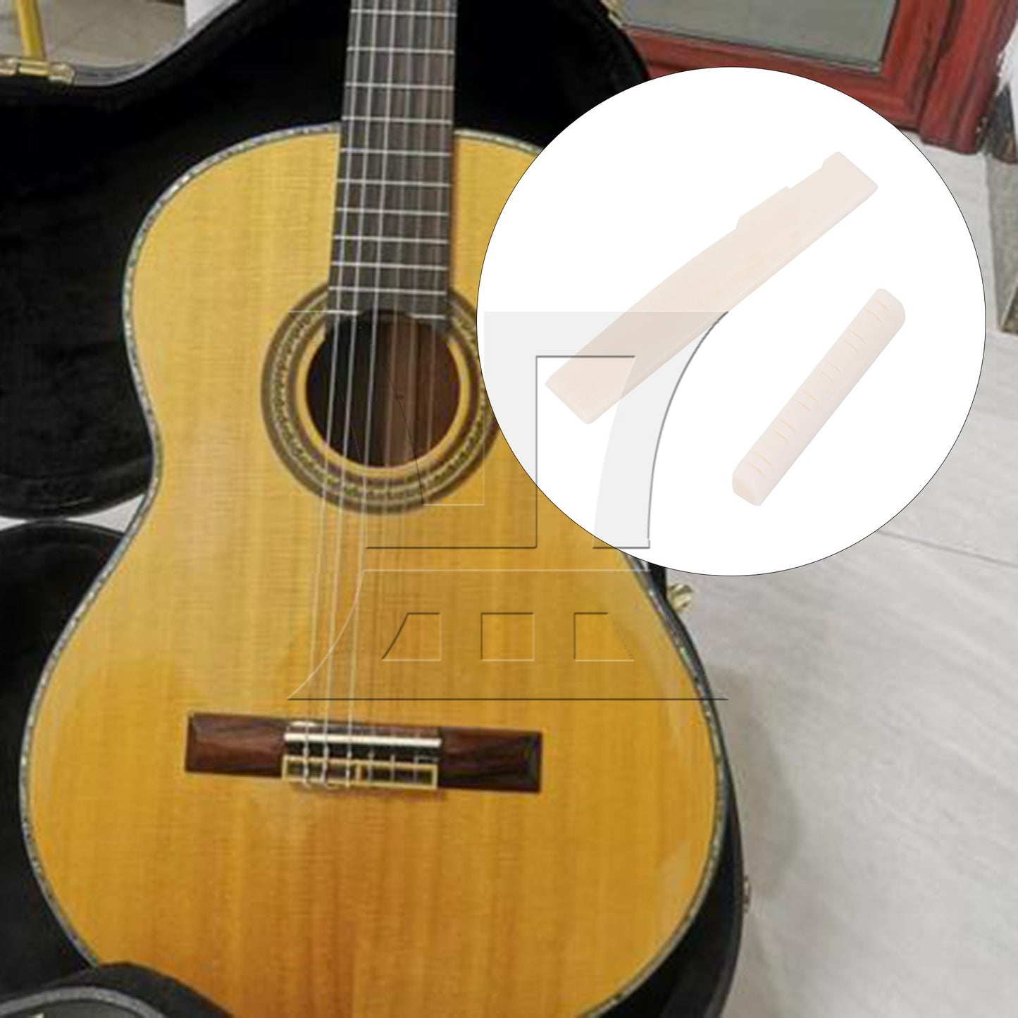 Bone Bridge Saddle And Nut For 12 String Acoustic Guitar