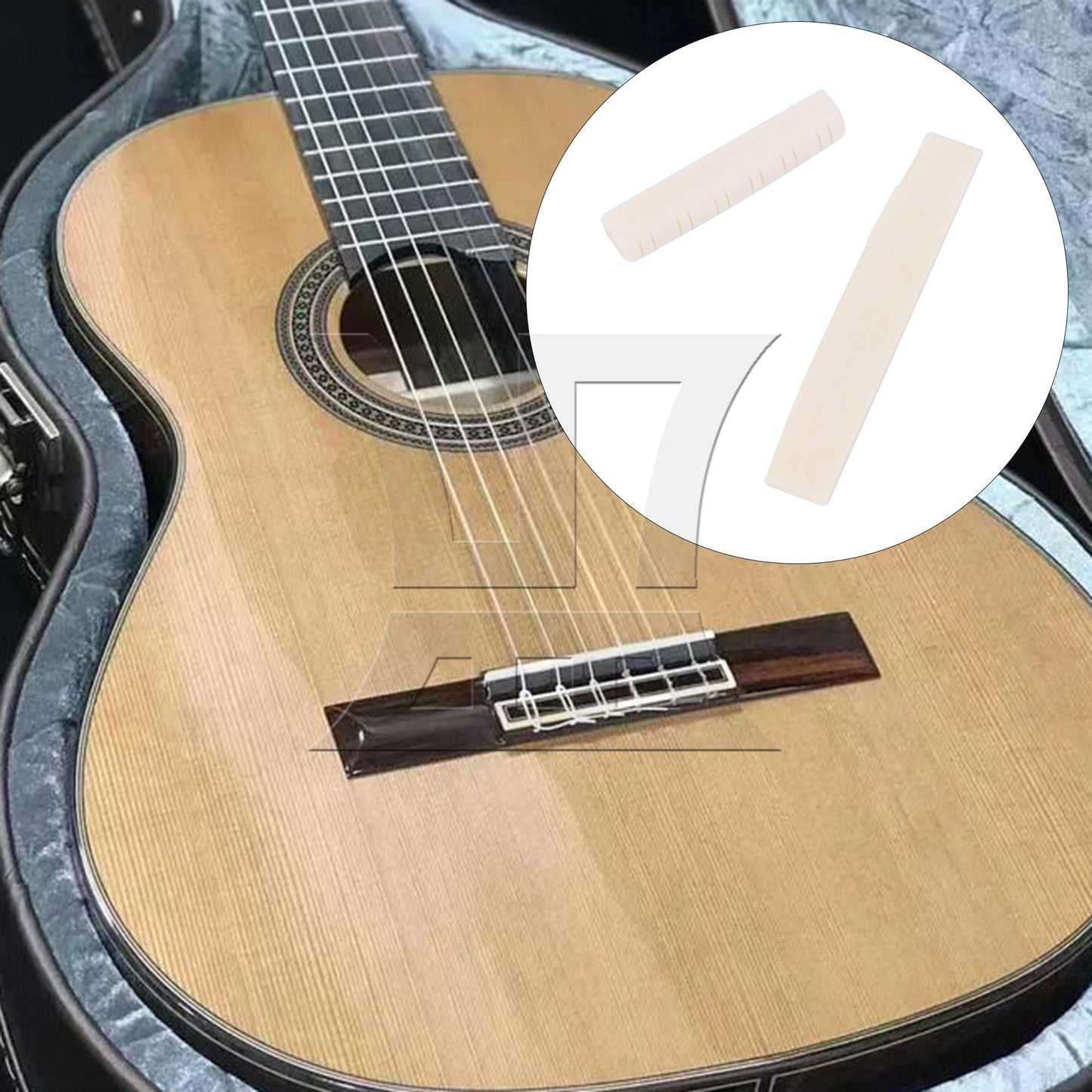 Bone Bridge Saddle And Nut For 12 String Acoustic Guitar