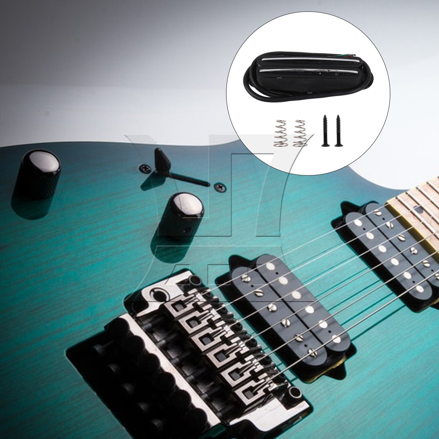 Pickup Double Coil Black Silver 3.26x0.90inch