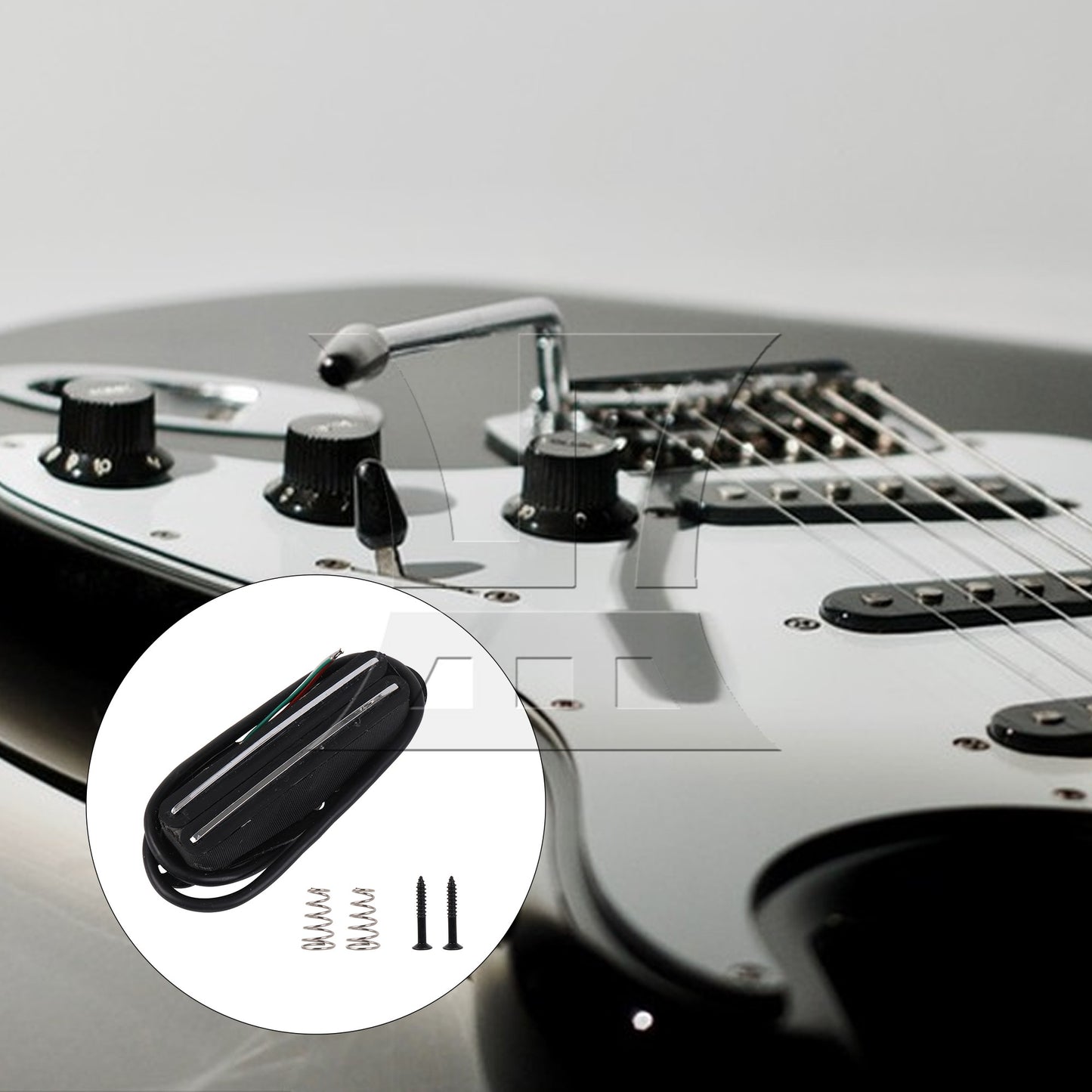 Pickup Double Coil Black Silver 3.26x0.90inch