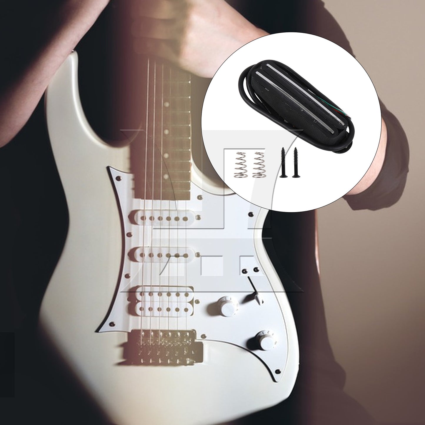 Pickup Double Coil Black Silver 3.26x0.90inch