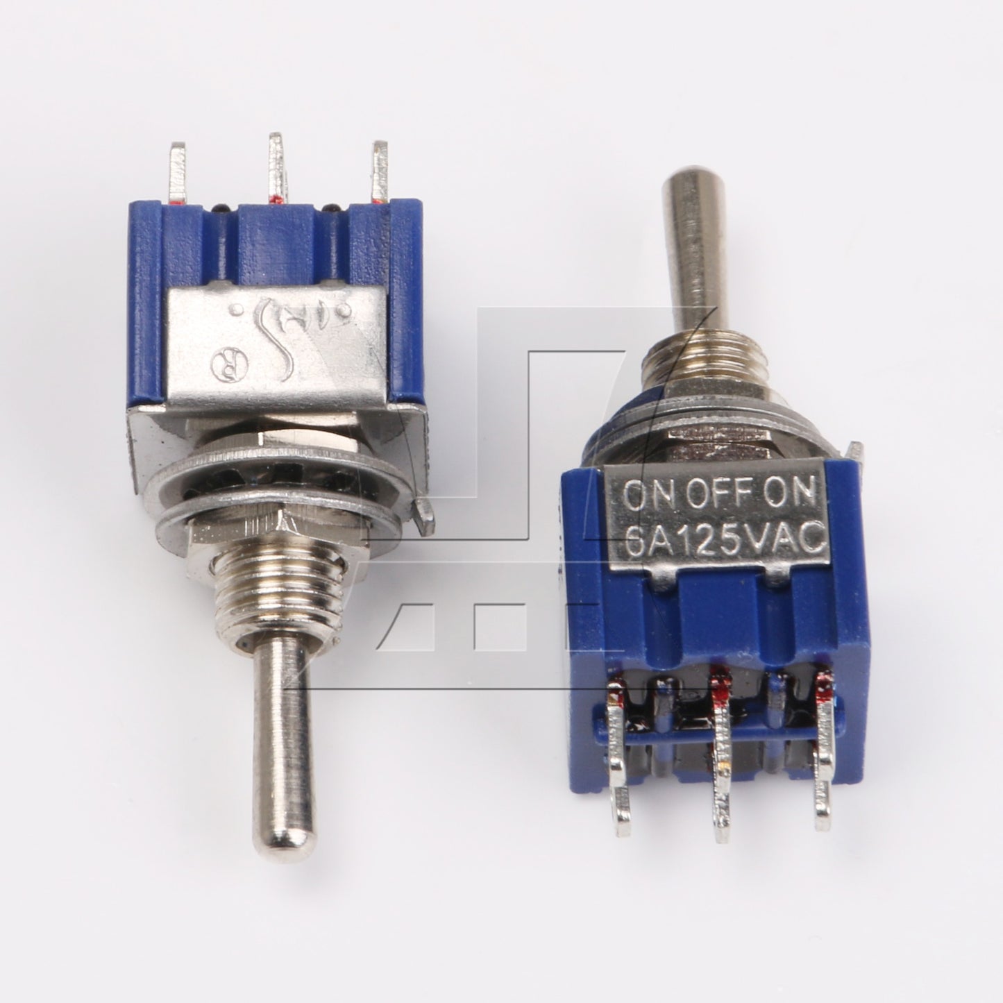 2pcs Blue Electirc 3 Position Toggle Switch DPDT AC 125V 6A TGB3