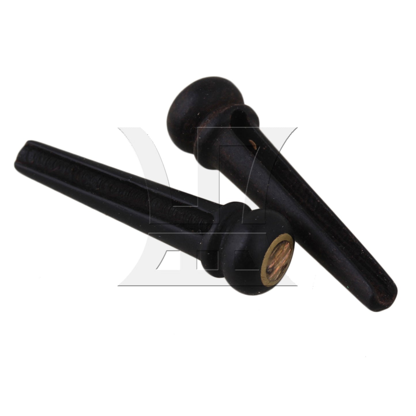6 Acoustic Guitar Ebony Bridge Pins With Abalone Dot and Brass Circle skirt