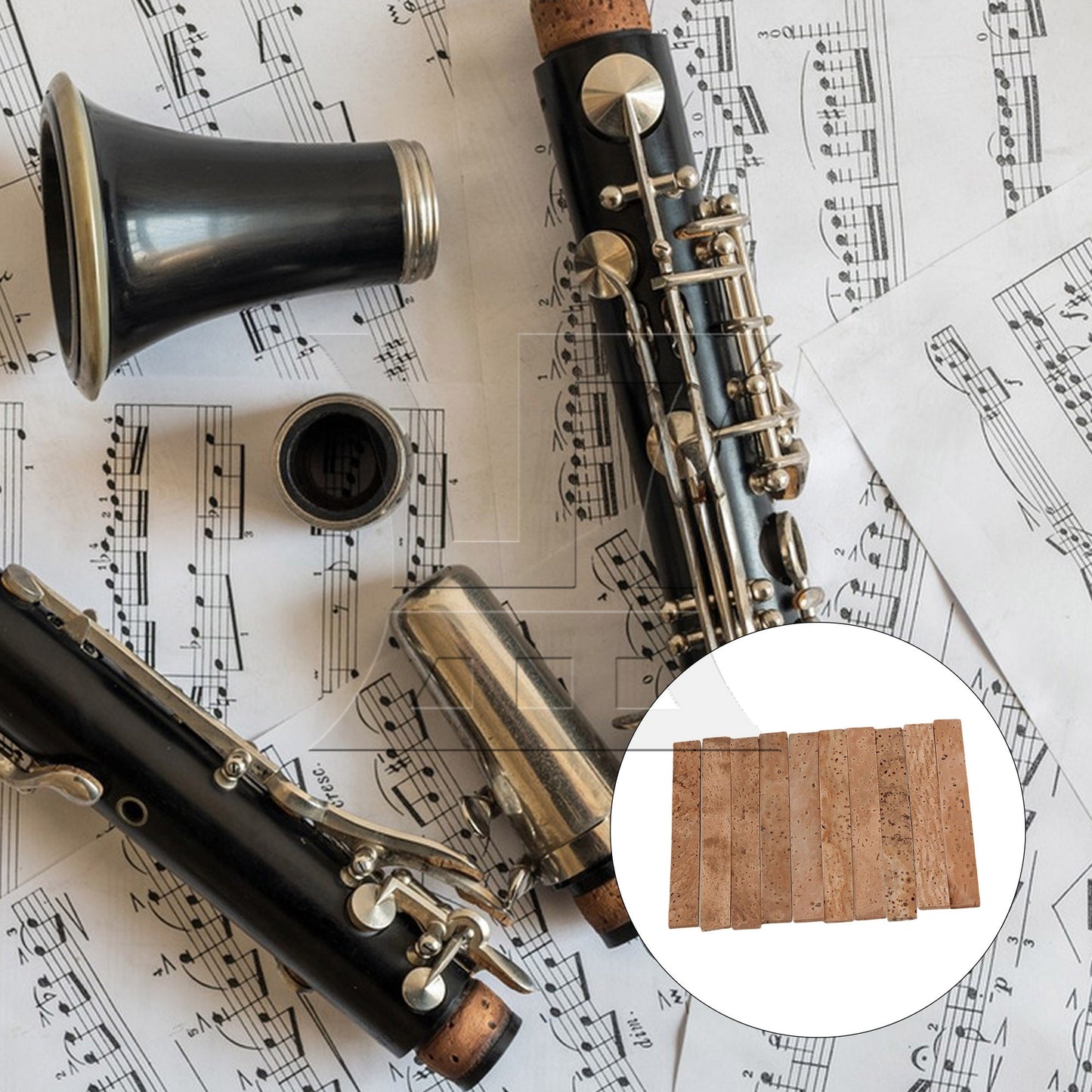 10PCS Natural Clarinet Neck Cork Sheet 8.1x1.15cm