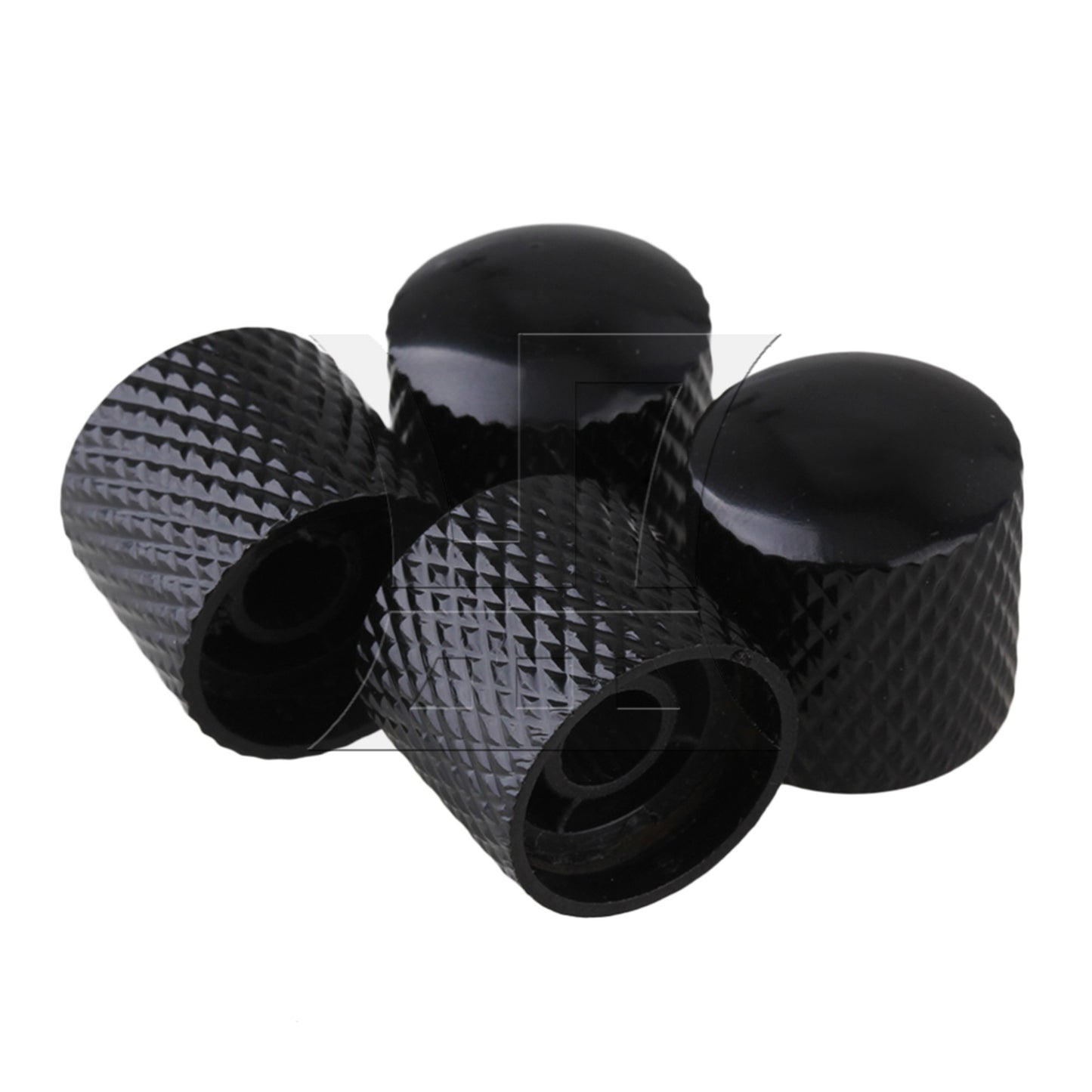 4pcs Black Plated Metal Electric Guitar Bass Dome Tone Knobs
