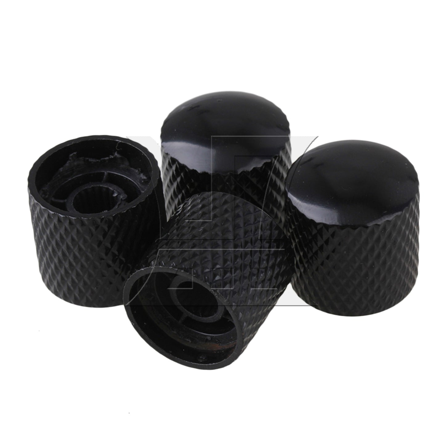4pcs Black Plated Metal Electric Guitar Bass Dome Tone Knobs