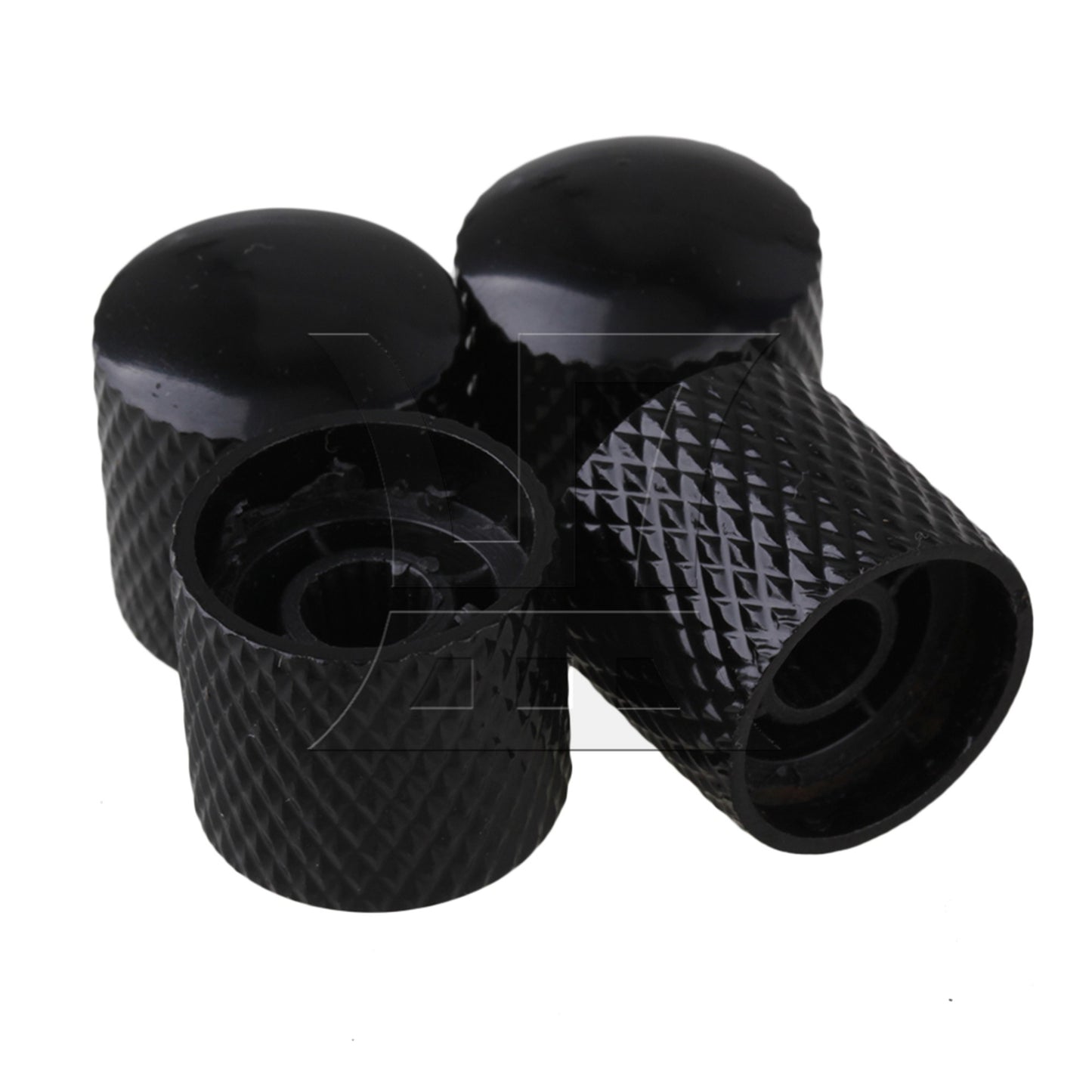 4pcs Black Plated Metal Electric Guitar Bass Dome Tone Knobs