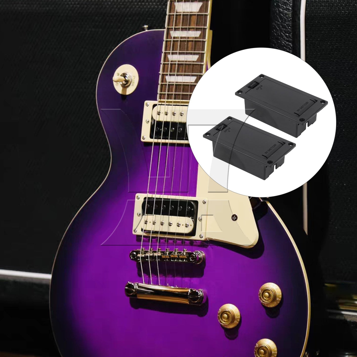 2Pcs 9V Case Box Compartment Cover For Guitar Bass