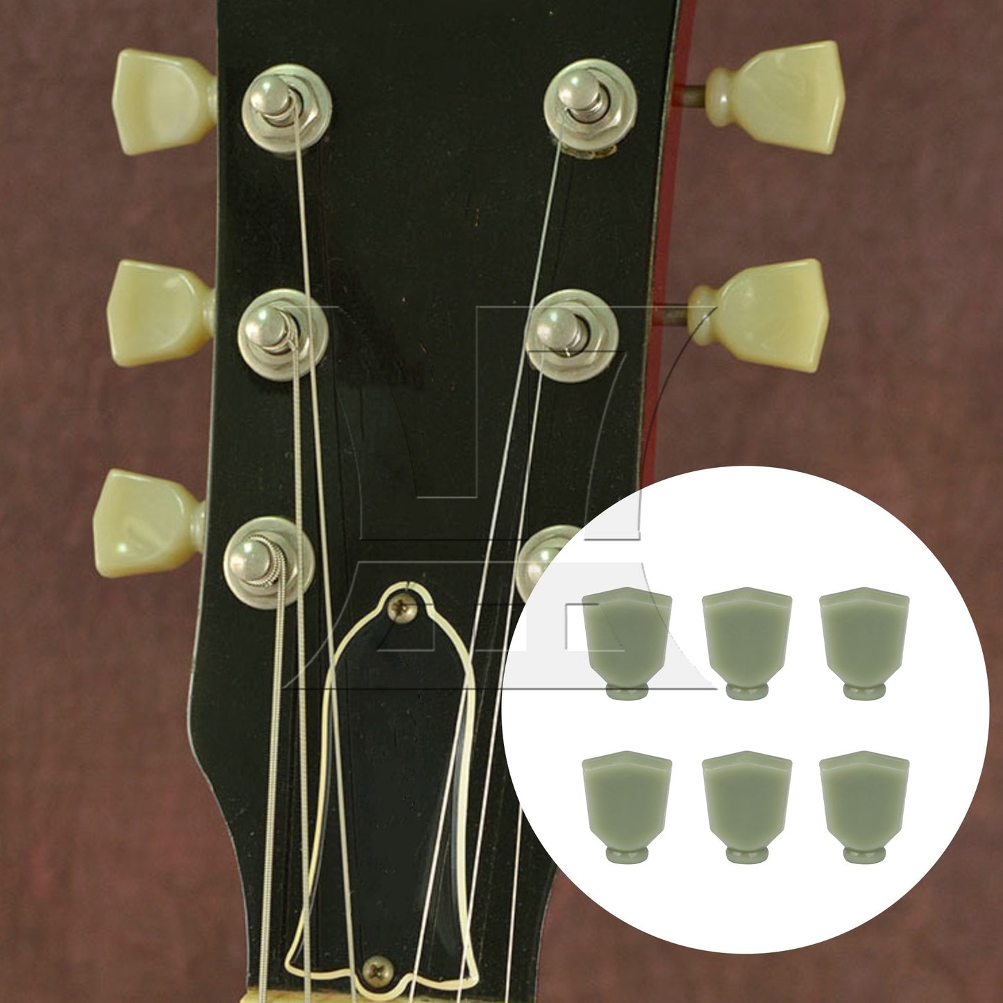 6pcs Imitation Jade Light Green Plastic Guitar Machine Head Tuner Tulip Buttons