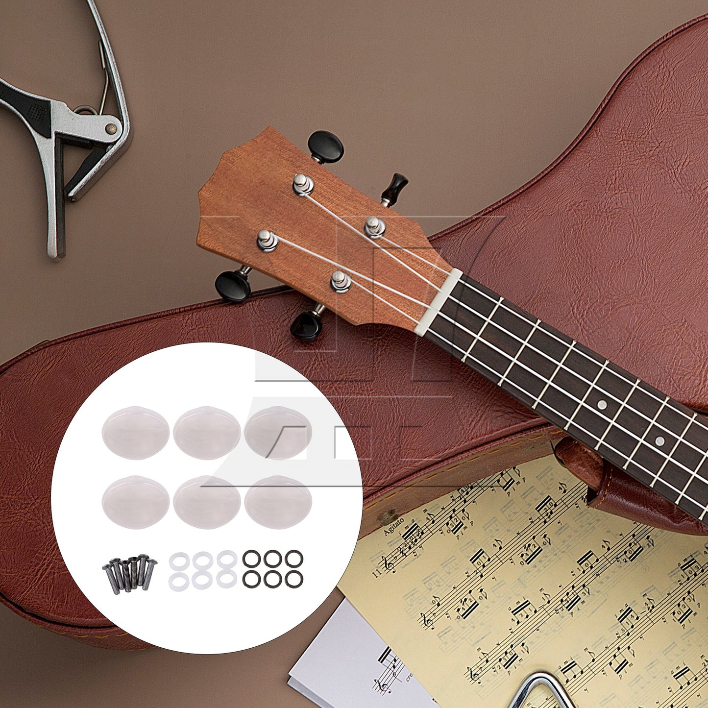 Oval Shape White Guitar Plastic String Tuning Pegs Tuners Machine Heads Set of 6
