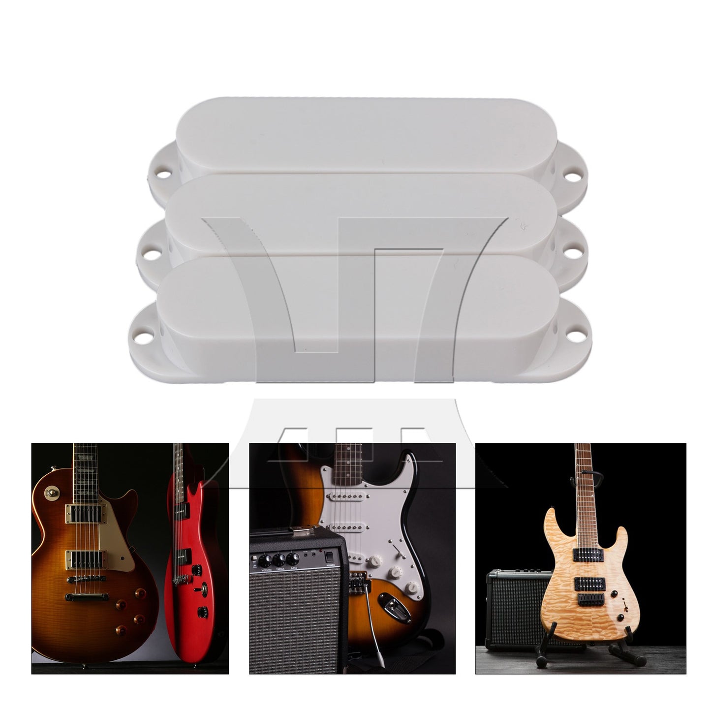 3pcs Guitar Parts White Plastic Smooth Closed Shell Single Coil Pickup Covers