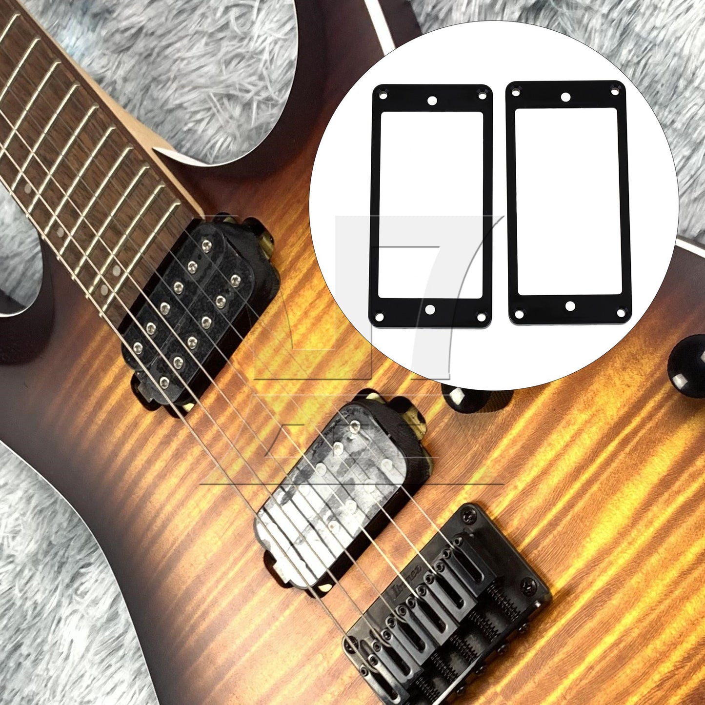 2 pcs Black ABS Flat Bottom Humbucker Pickup Mounting Ring Frames 92x45x5mm