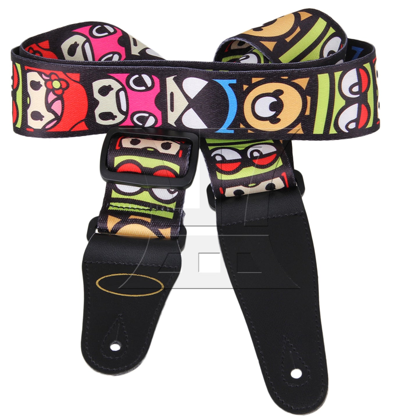 Adjustable Guitar Strap With Leather Ends for Guitar Bass Cartoon Pattern