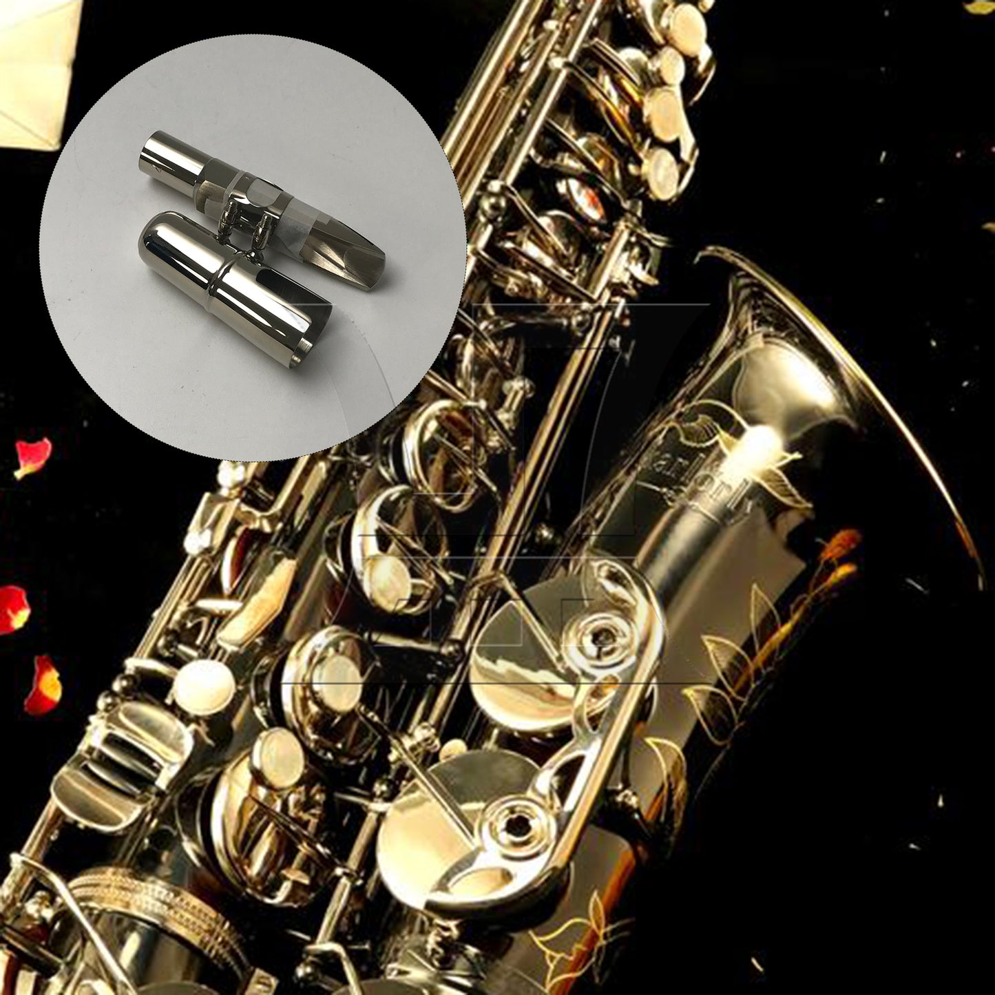BQLZR Tenor Saxophone Sax Mouthpiece Cap Ligature BQLZR Silver plate #7 Good Sound