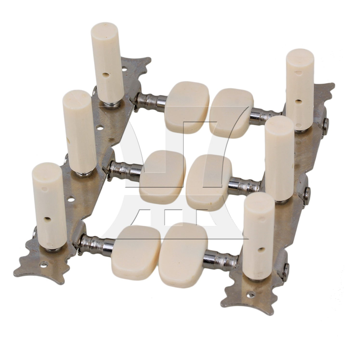 2 x Guitar 3 On Plate 1L1R Silver Tuning Pegs Plastic Pole Creamy-white