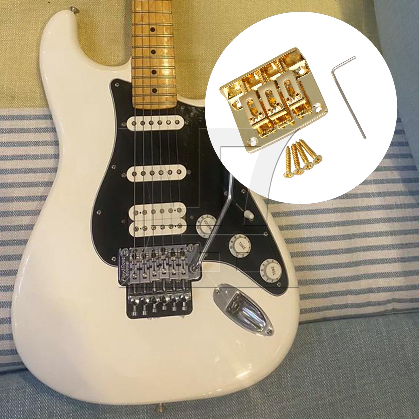BQLZR Zinc Alloy 3 String Electric Cigar Box Guitar Bridge BQLZR Tailpiece Golden