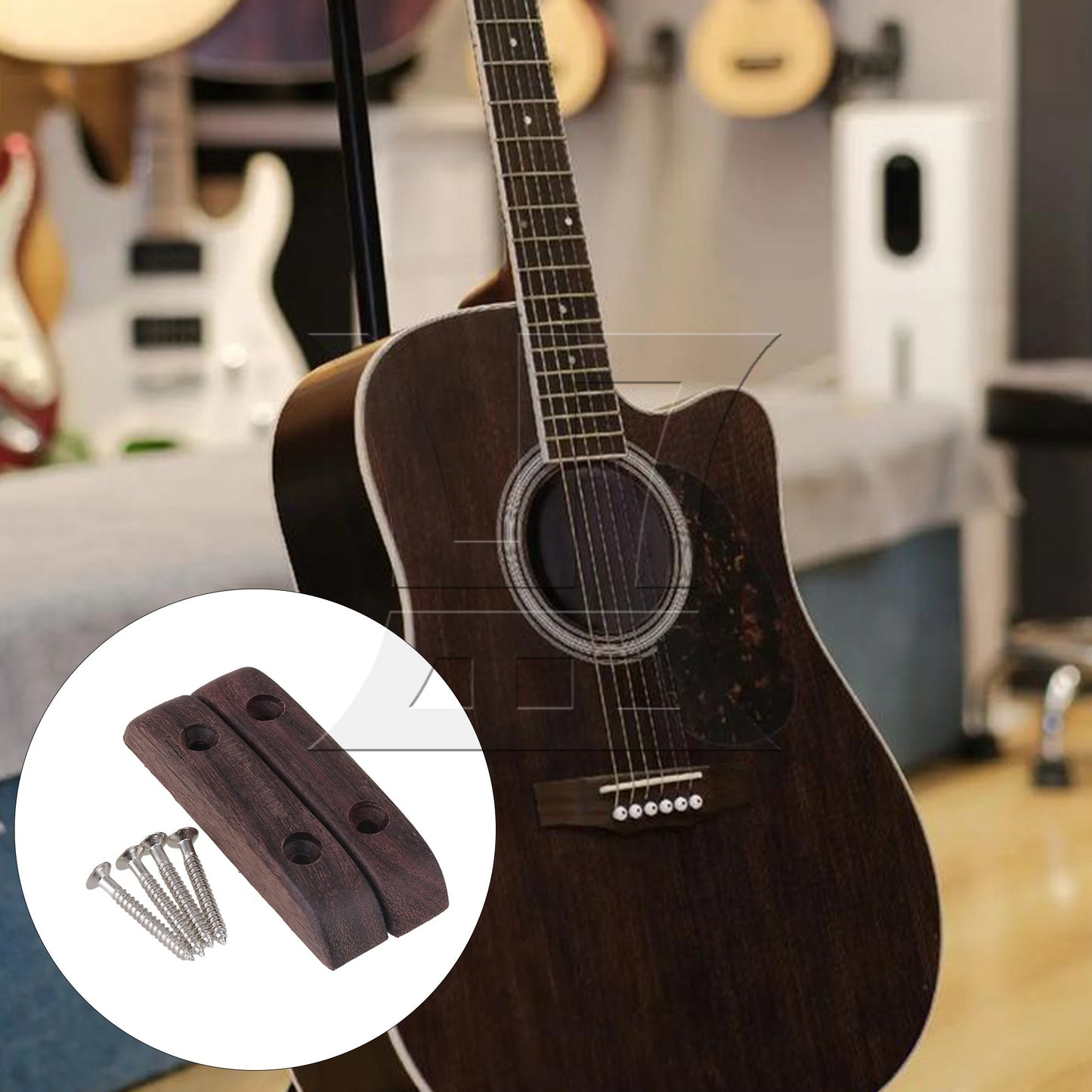 2x Rosewood Thumb Rest with Mounting Screws Wooden BQLZR for Bass Guitar