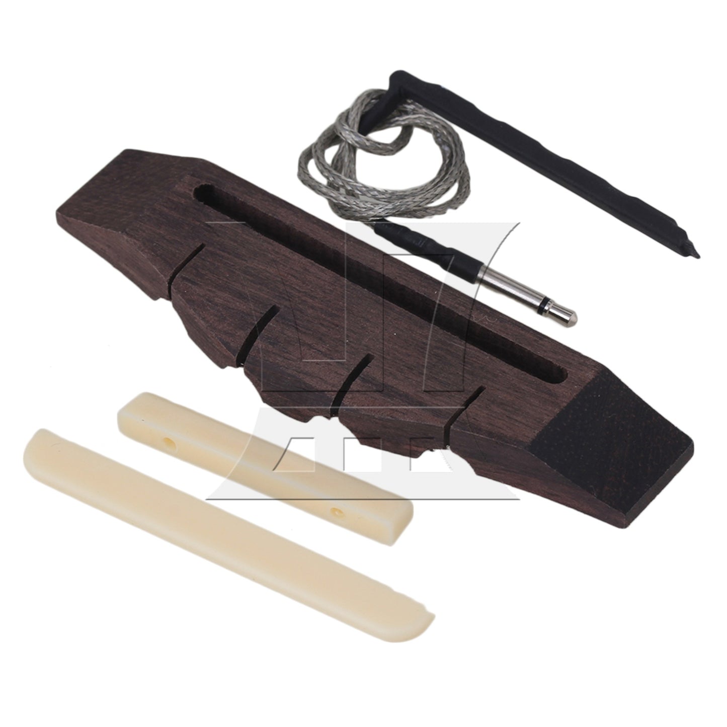 A Set of Rosewood Bridge Piezo Bridge Saddle Nut for Ukulele Guitar E-acoustic