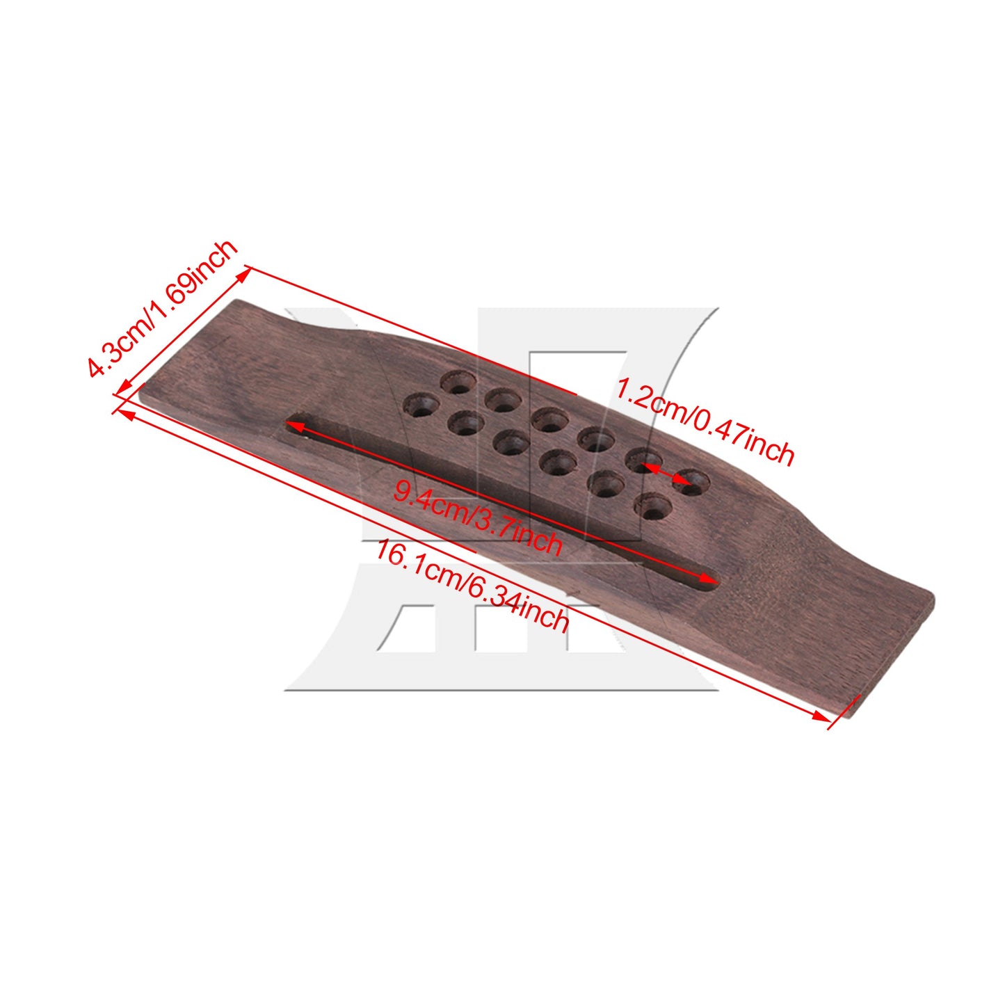 Rosewood Guitar Bridge for 12 String Folk Acoustic Guitar BQLZR 160mm x 43mm