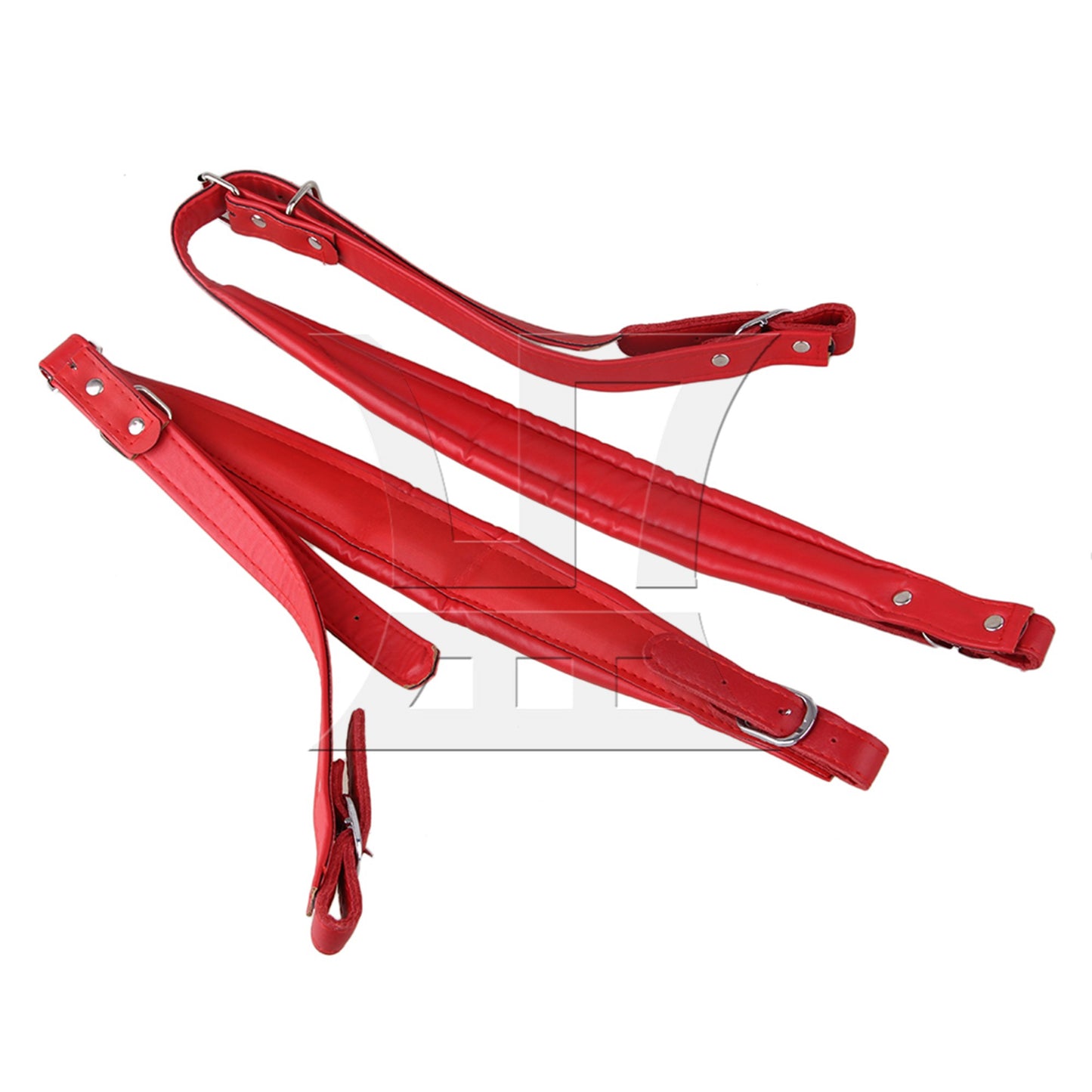 2 Pieces Red Accordion Leather Shoulder Strap Adjustable Buckles