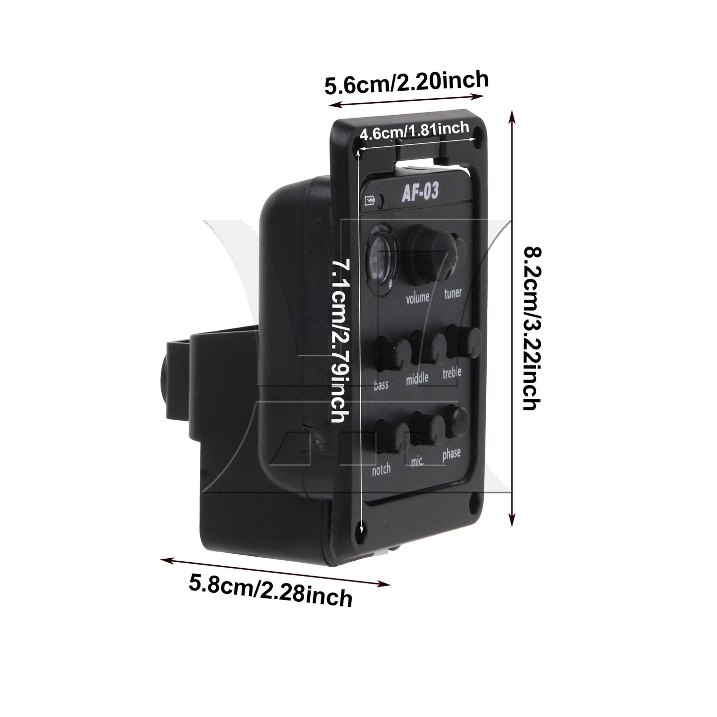 Black Guitar Preamp Piezo Pickup Tuner Plastic 301 Folk Acoustic Pickup