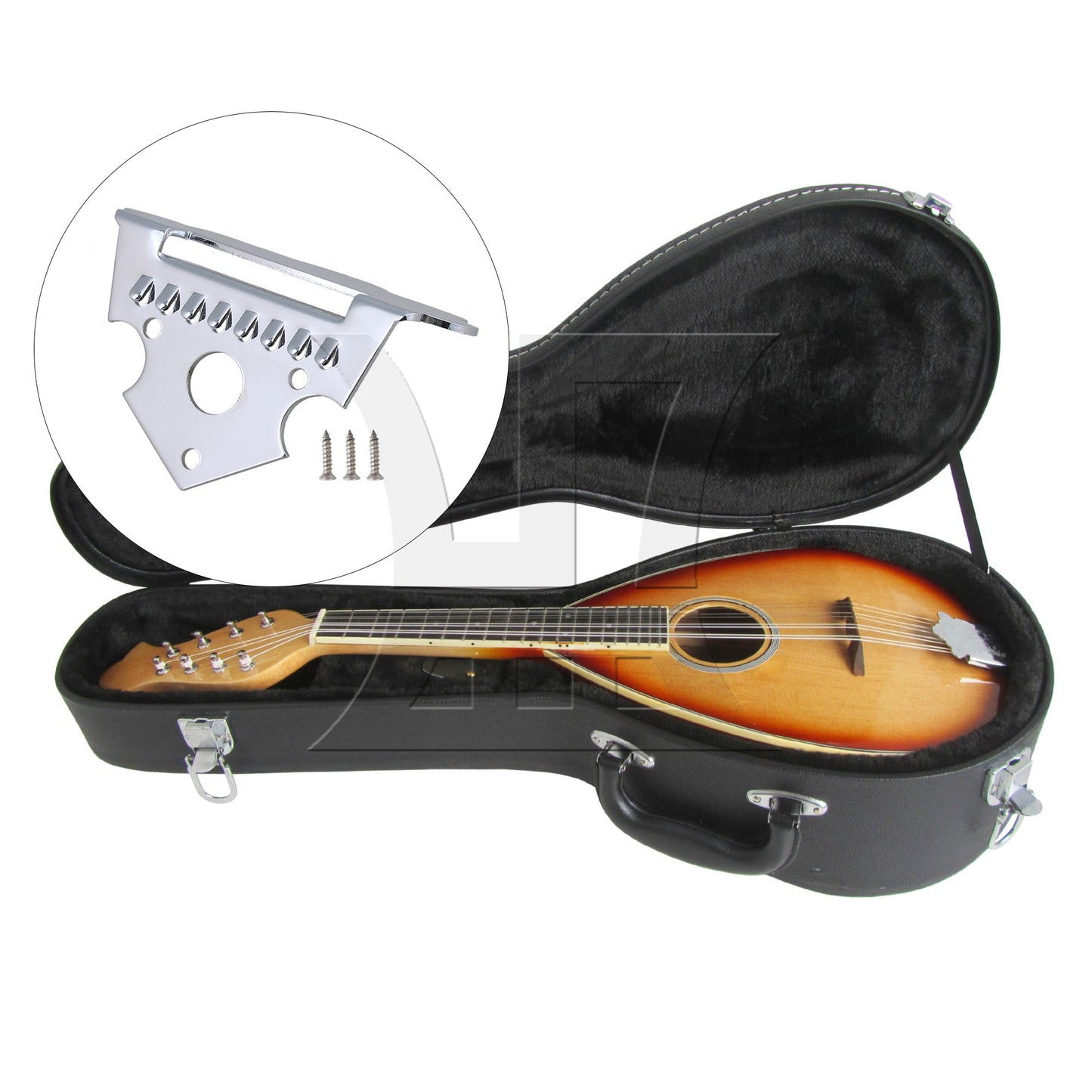8-String Silver Zinc Alloy Mandolin Tailpiece Replacement 60 x 50mm BQLZR