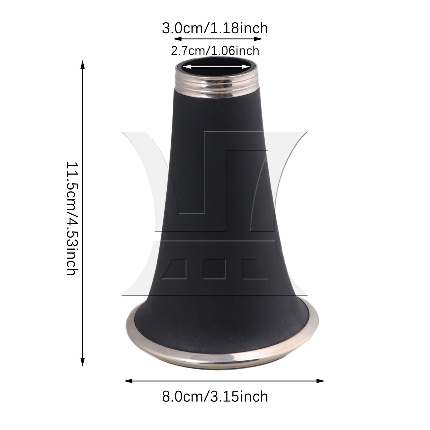 4.53" Length Black Clarinet Bell Replacement Accessory Trumpet