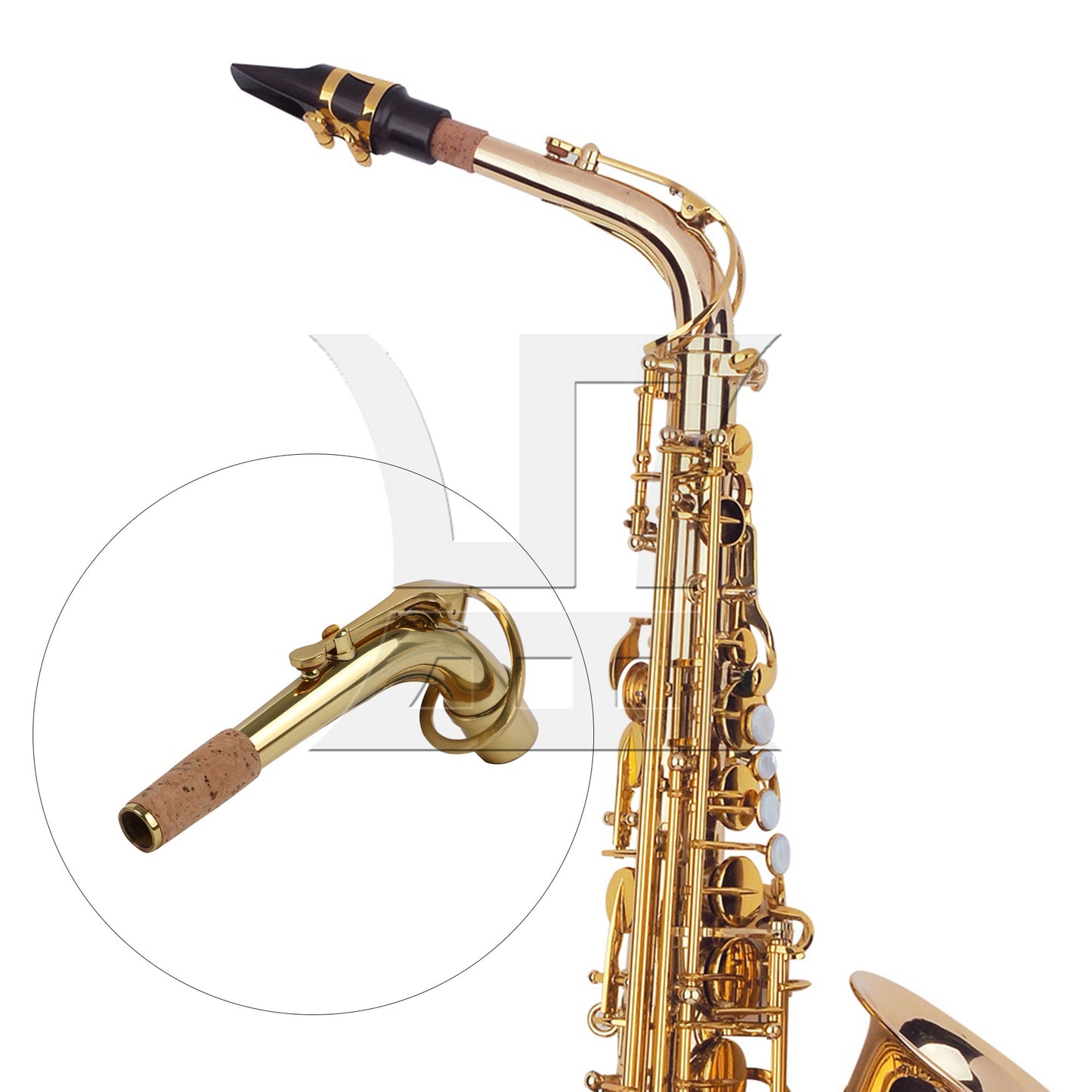 2.1cm Connector Dia Golden Saxophone Bend Neck for Alto Saxophone Part