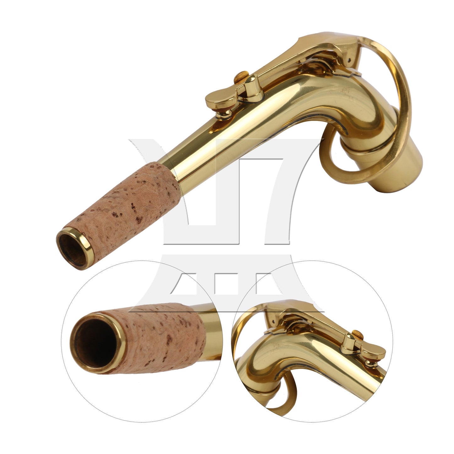 2.1cm Connector Dia Golden Saxophone Bend Neck for Alto Saxophone Part