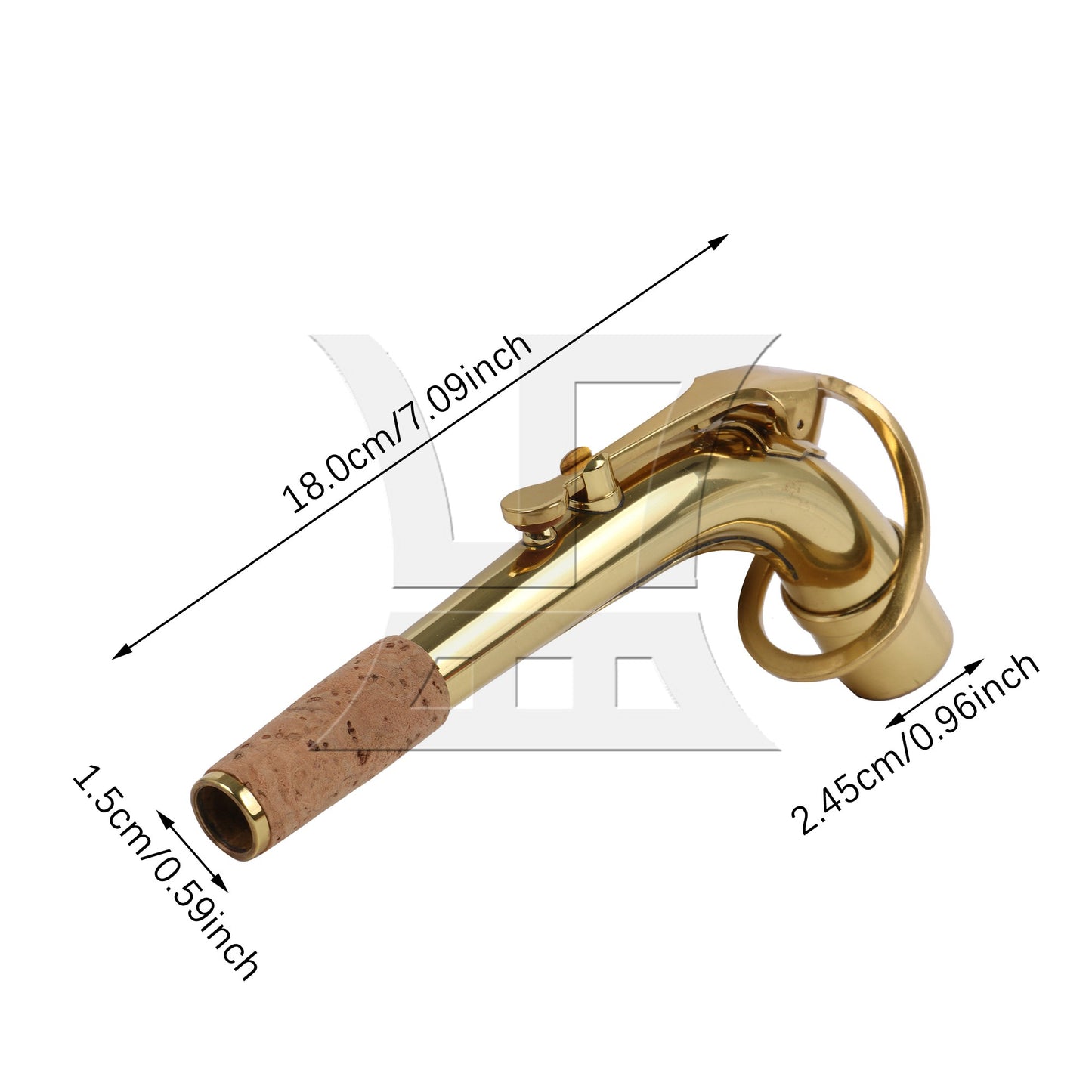 2.1cm Connector Dia Golden Saxophone Bend Neck for Alto Saxophone Part