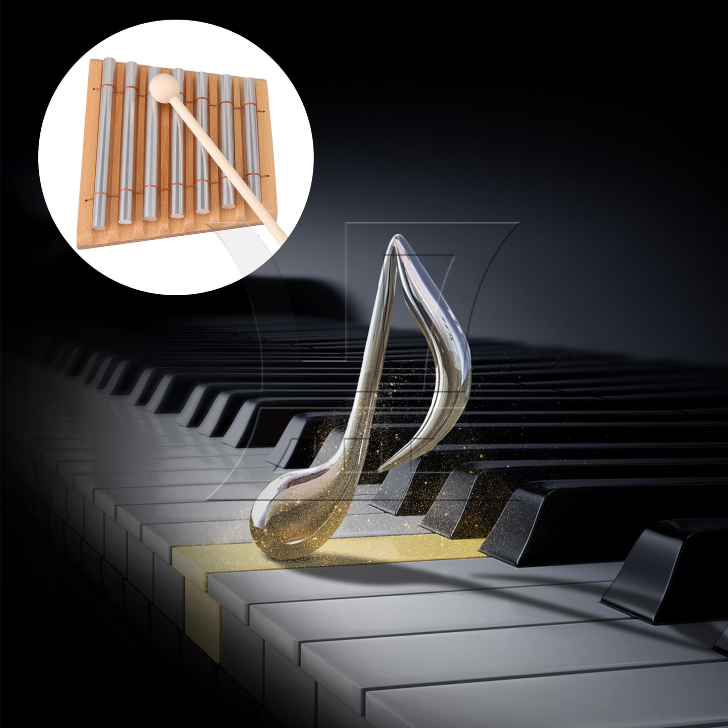 7 Tone Wooden Percussion Chime Mallet 7 Aluminum Tube Musical