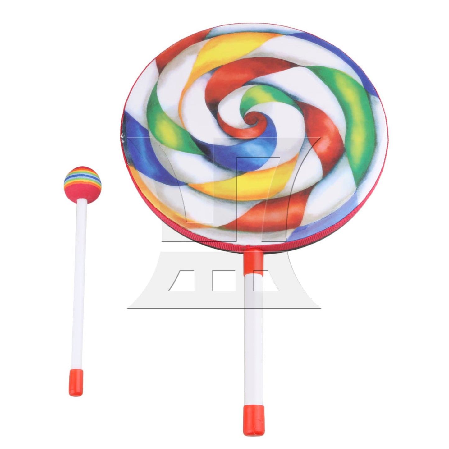 7.9Inch Hand Drum Musical with Rainbow Color Mallet