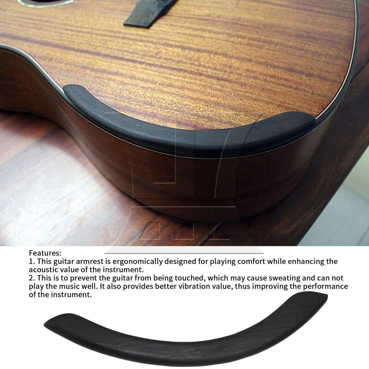 BQLZR Rosewood Guitar Arm Rest Guitar Parts for 39-41" Acoustic Guitar Black