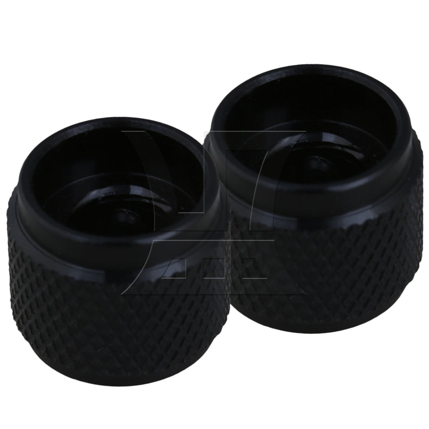 2 x Black Aluminium Knurled XU09 Speaker Amplifier Potentiometer Knobs