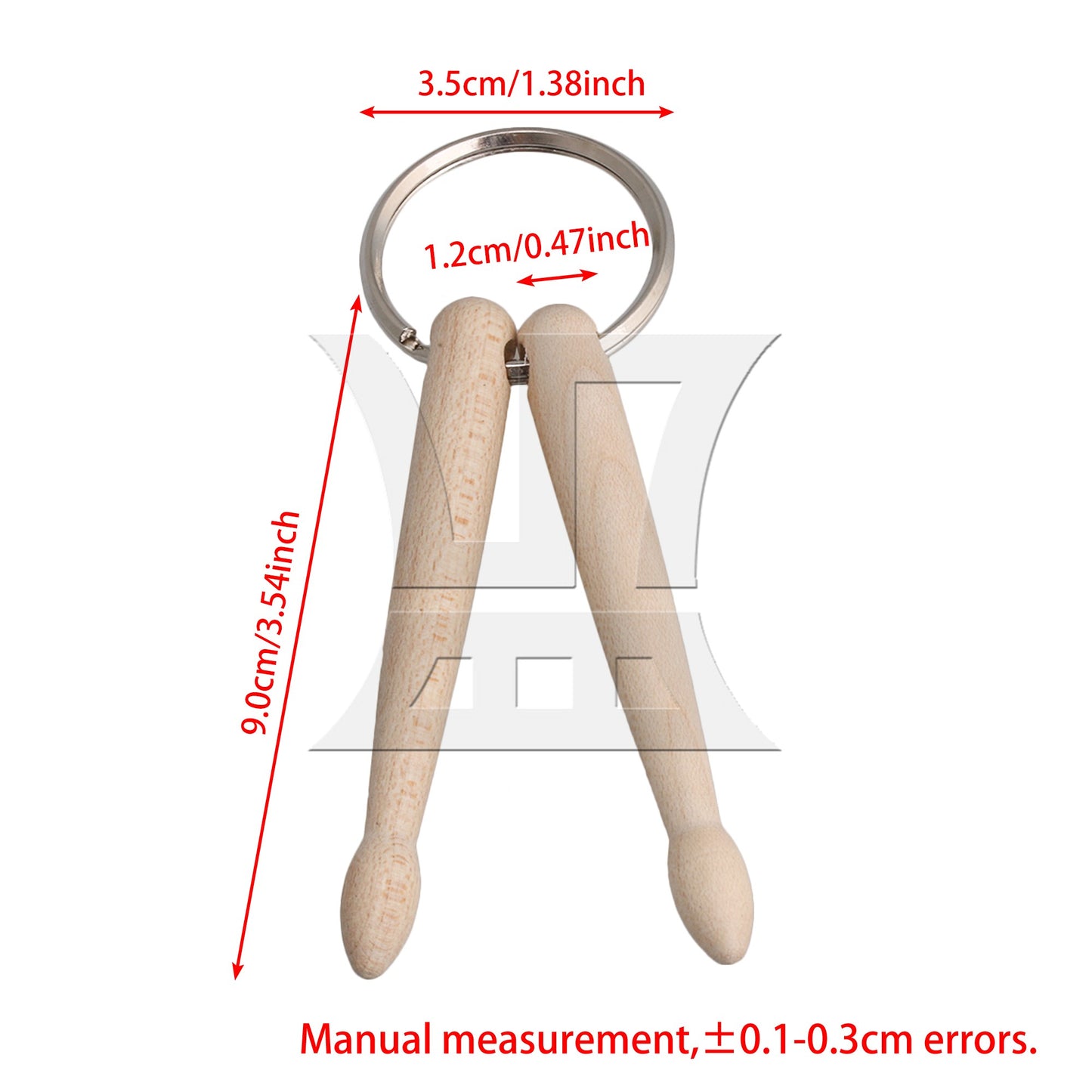 Mini Drum 2 Sticks Keychain Wood Drumsticks Key Ring Chain Percussion