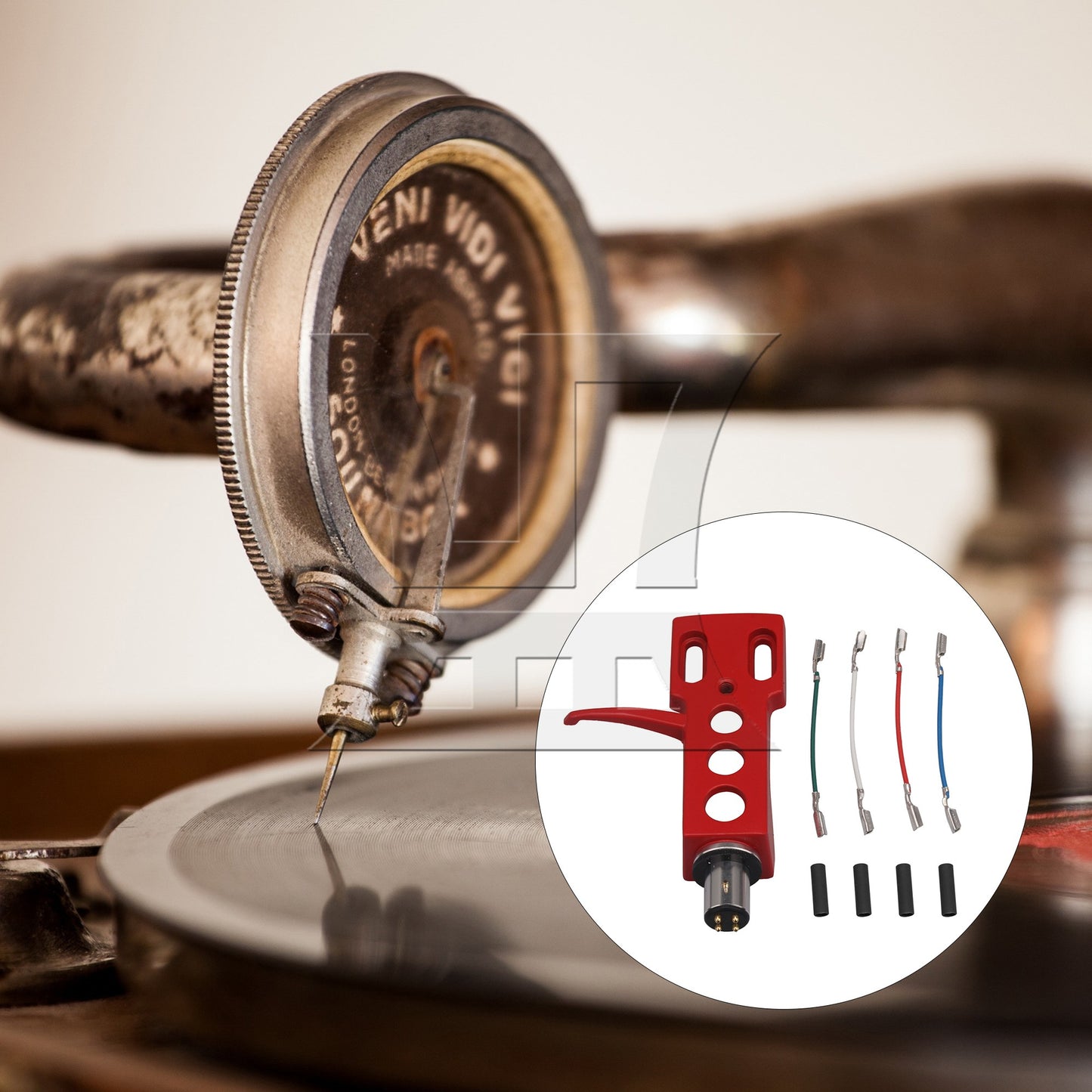 Turntable Cartridge H-4 Headshell with Headshell Wire for Phonograph Red