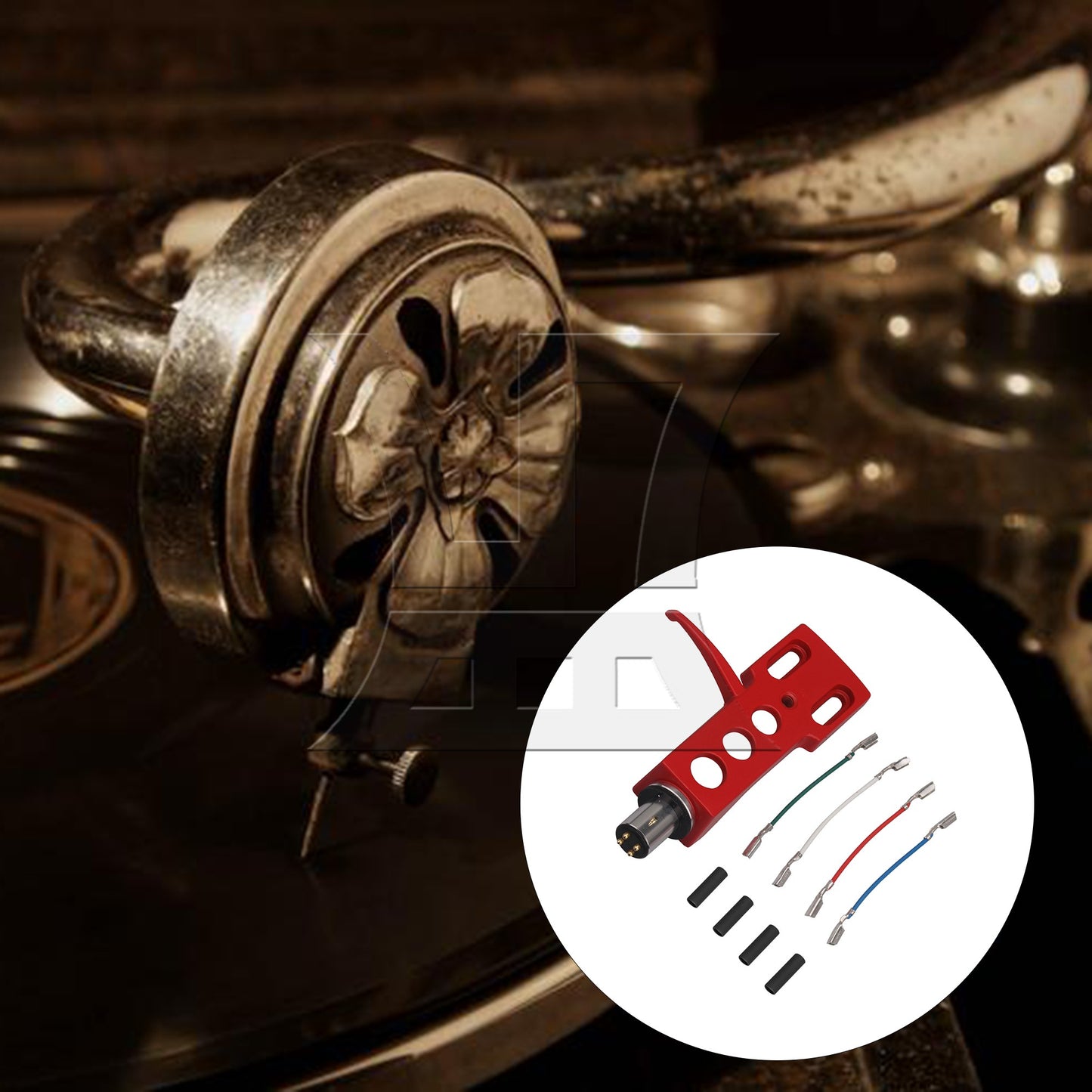 Turntable Cartridge H-4 Headshell with Headshell Wire for Phonograph Red