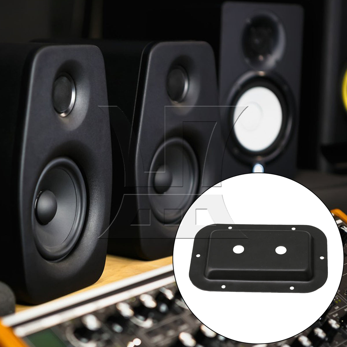 BQLZR Black Steel Jack Plate & 1/4" Connectors for Speakers Monitor Cabinets