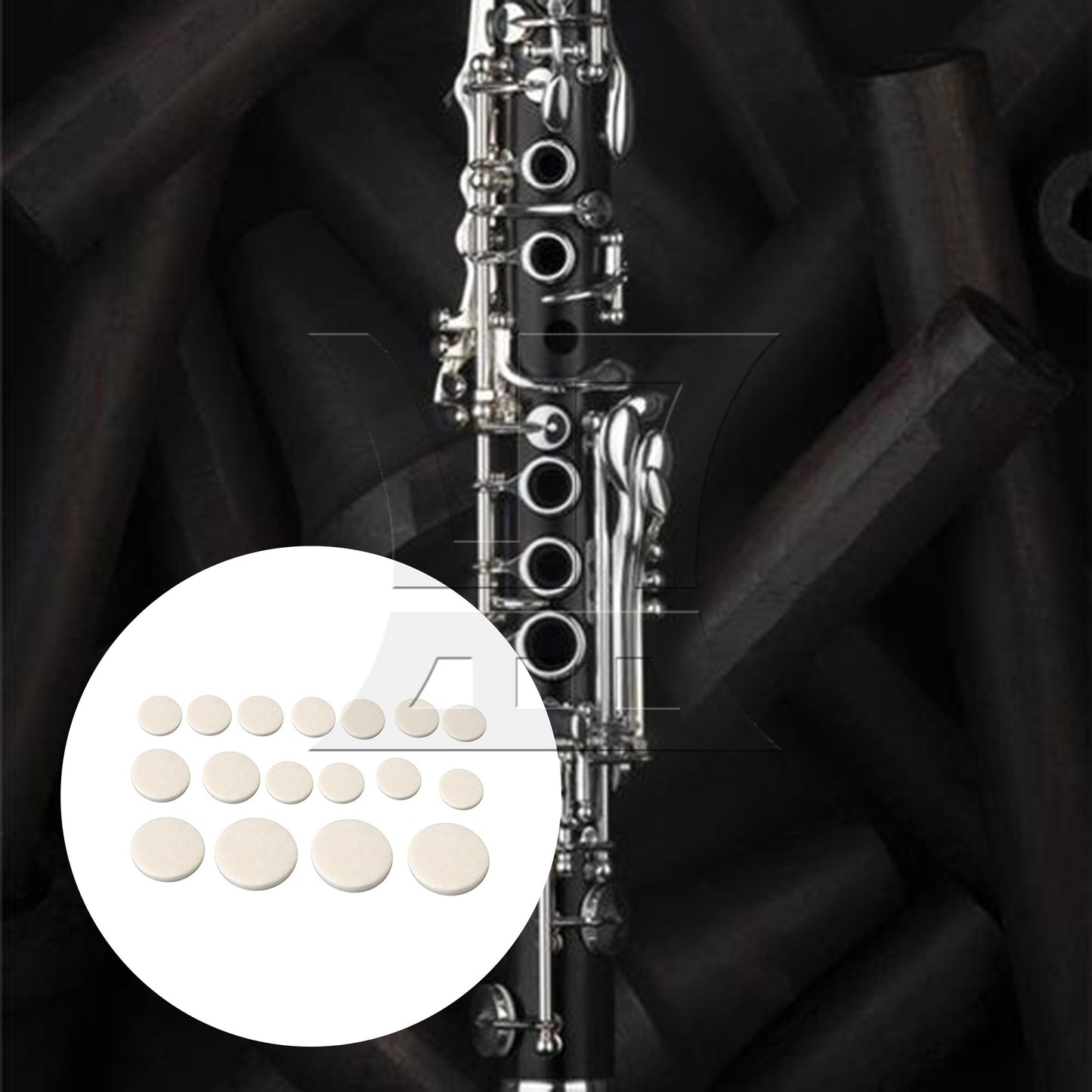 17PCS White Clarinet Sound Hole Pads Mats for Woodwind Instrument Parts