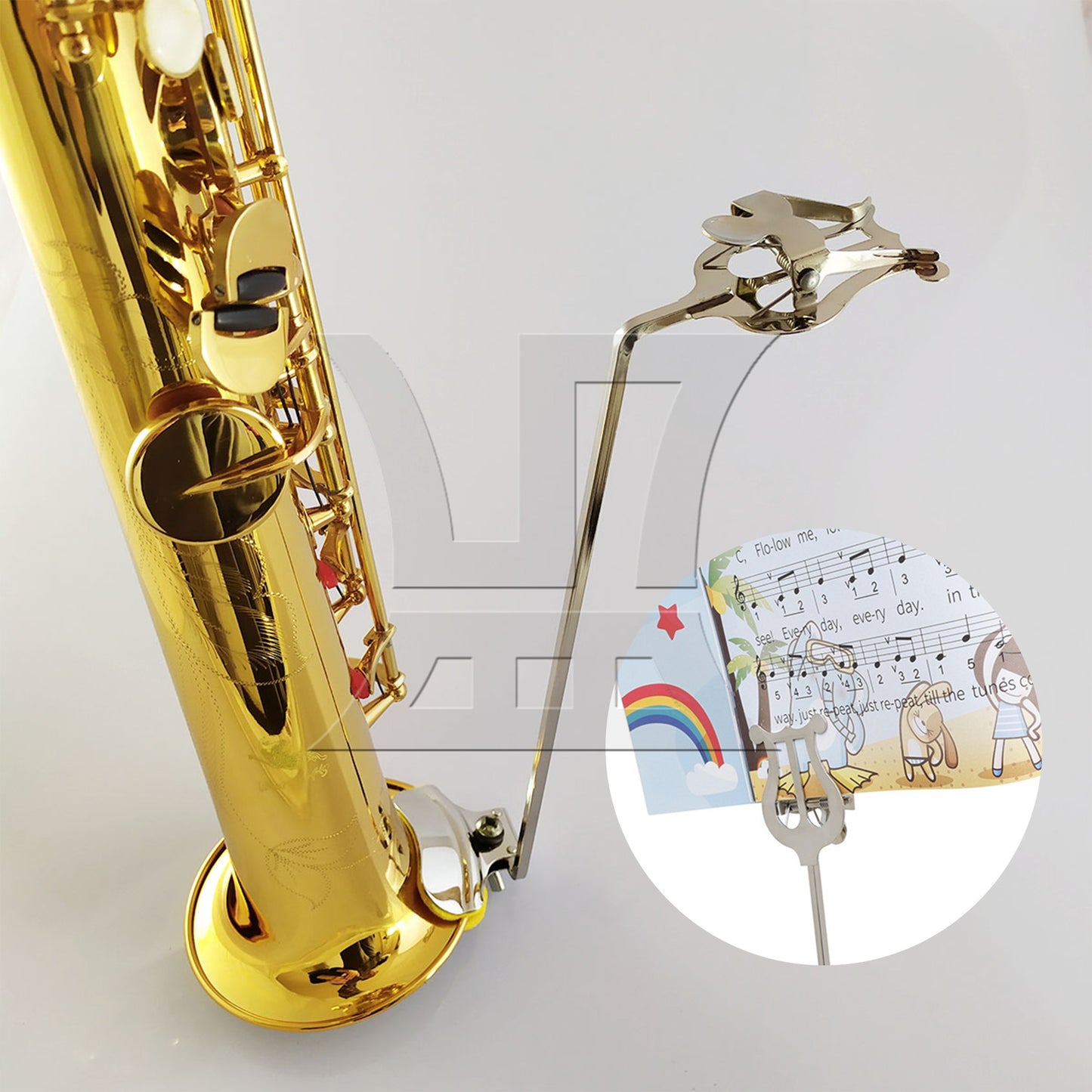 Clip Width 58mm Metal Plated Tenor Saxophone Lyre Clip Musical Instrument Part