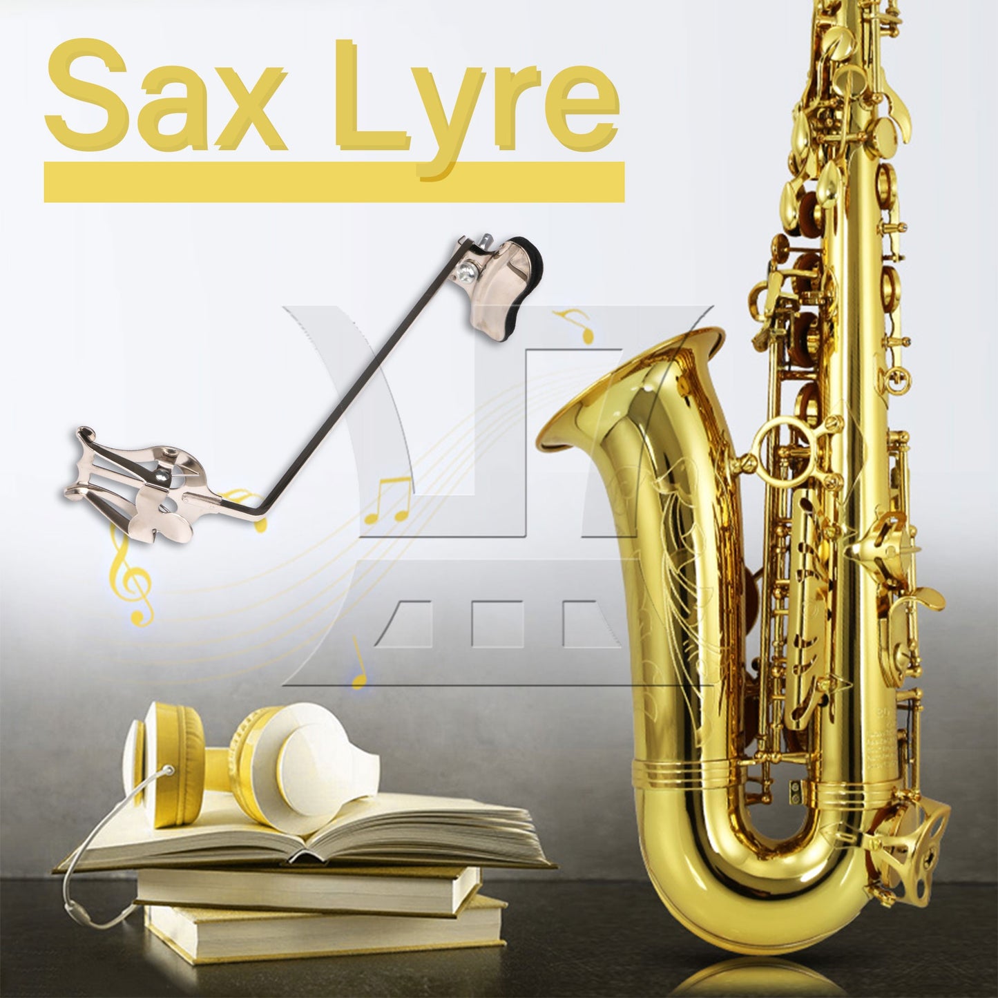 Clip Width 58mm Metal Plated Tenor Saxophone Lyre Clip Musical Instrument Part