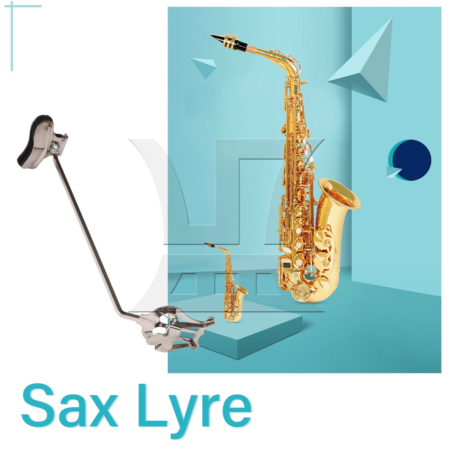 Clip Width 58mm Metal Plated Tenor Saxophone Lyre Clip Musical Instrument Part