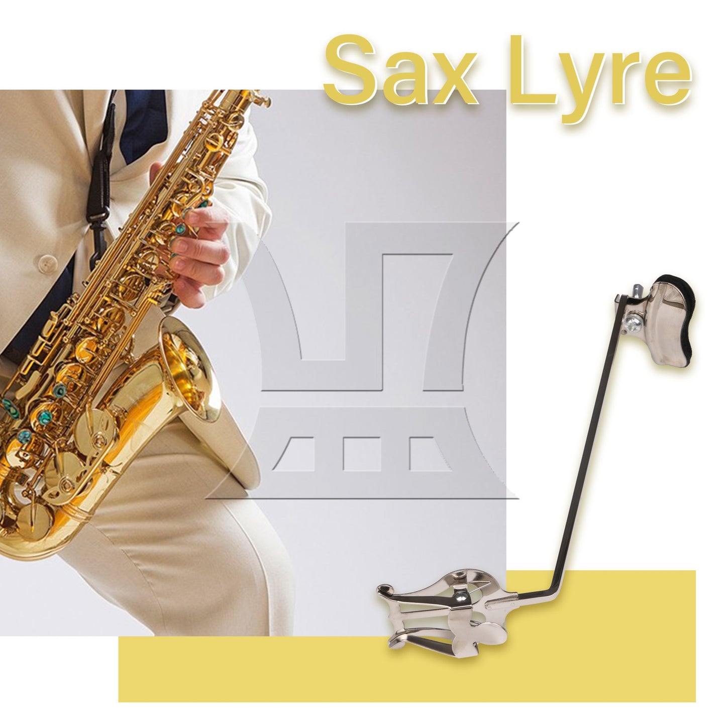 Clip Width 58mm Metal Plated Tenor Saxophone Lyre Clip Musical Instrument Part