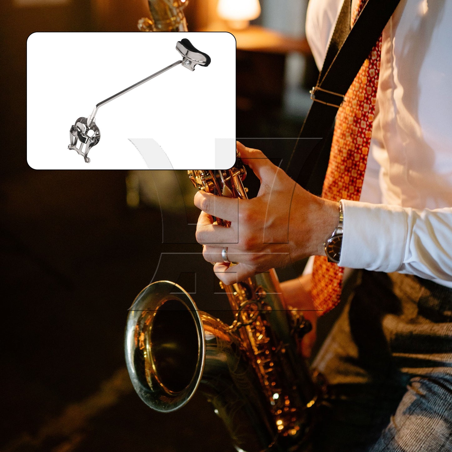 Clip Width 58mm Metal Plated Tenor Saxophone Lyre Clip Musical Instrument Part