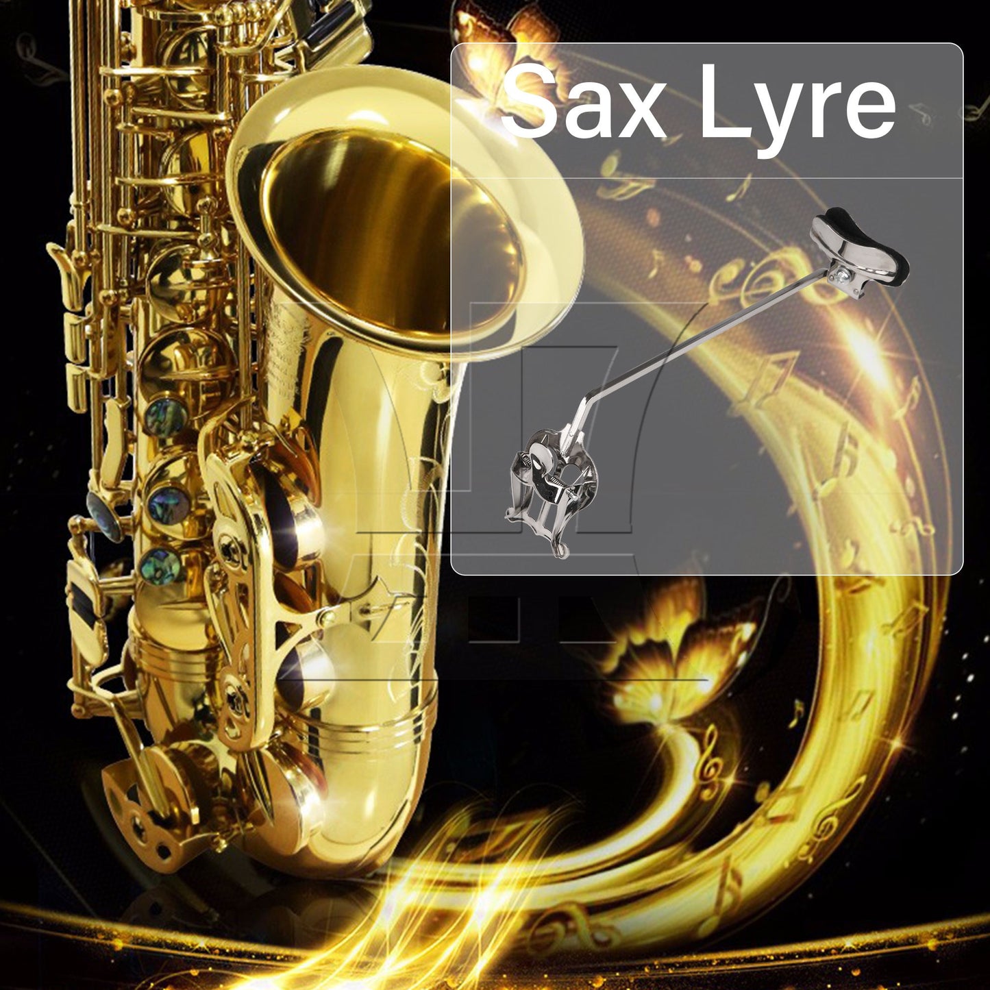 Clip Width 58mm Metal Plated Tenor Saxophone Lyre Clip Musical Instrument Part