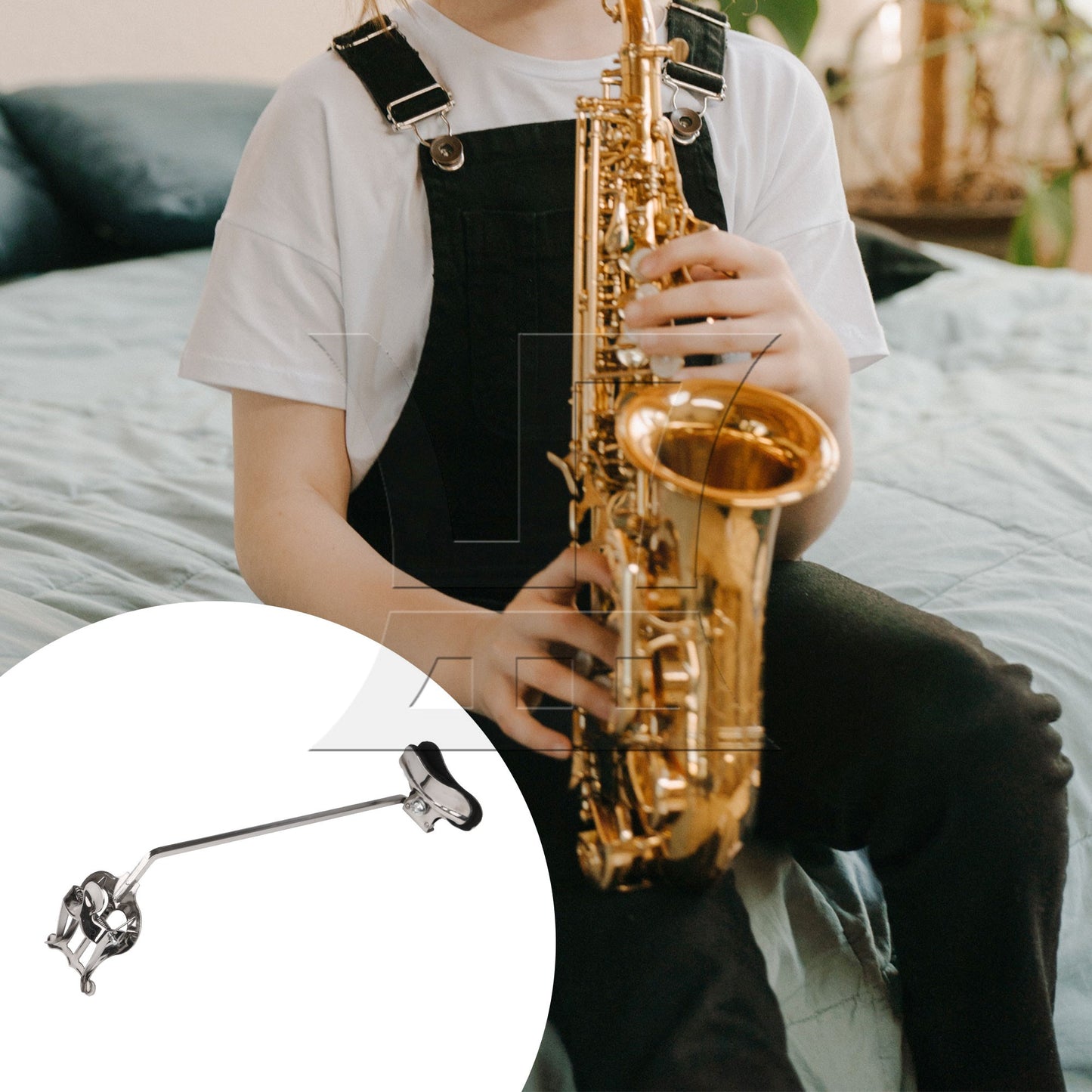 Clip Width 58mm Metal Plated Tenor Saxophone Lyre Clip Musical Instrument Part