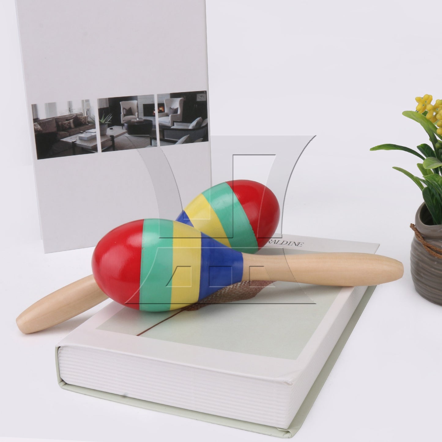 2 Pcs Colorful Sand Ball Hammers Wooden Rattle Shakers Musical Educational